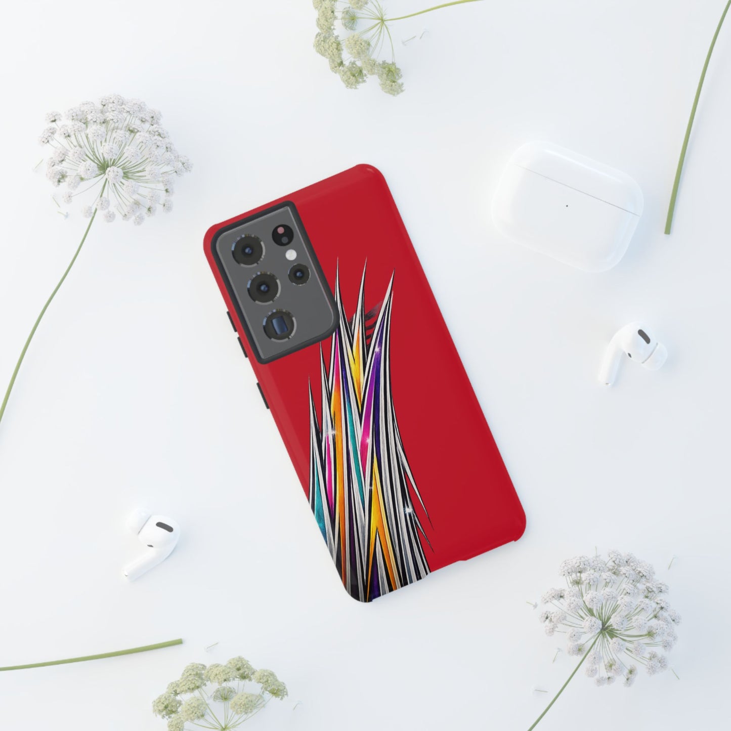 Colorburst Pinstripe Phone Case | Red Abstract Racing Stripe