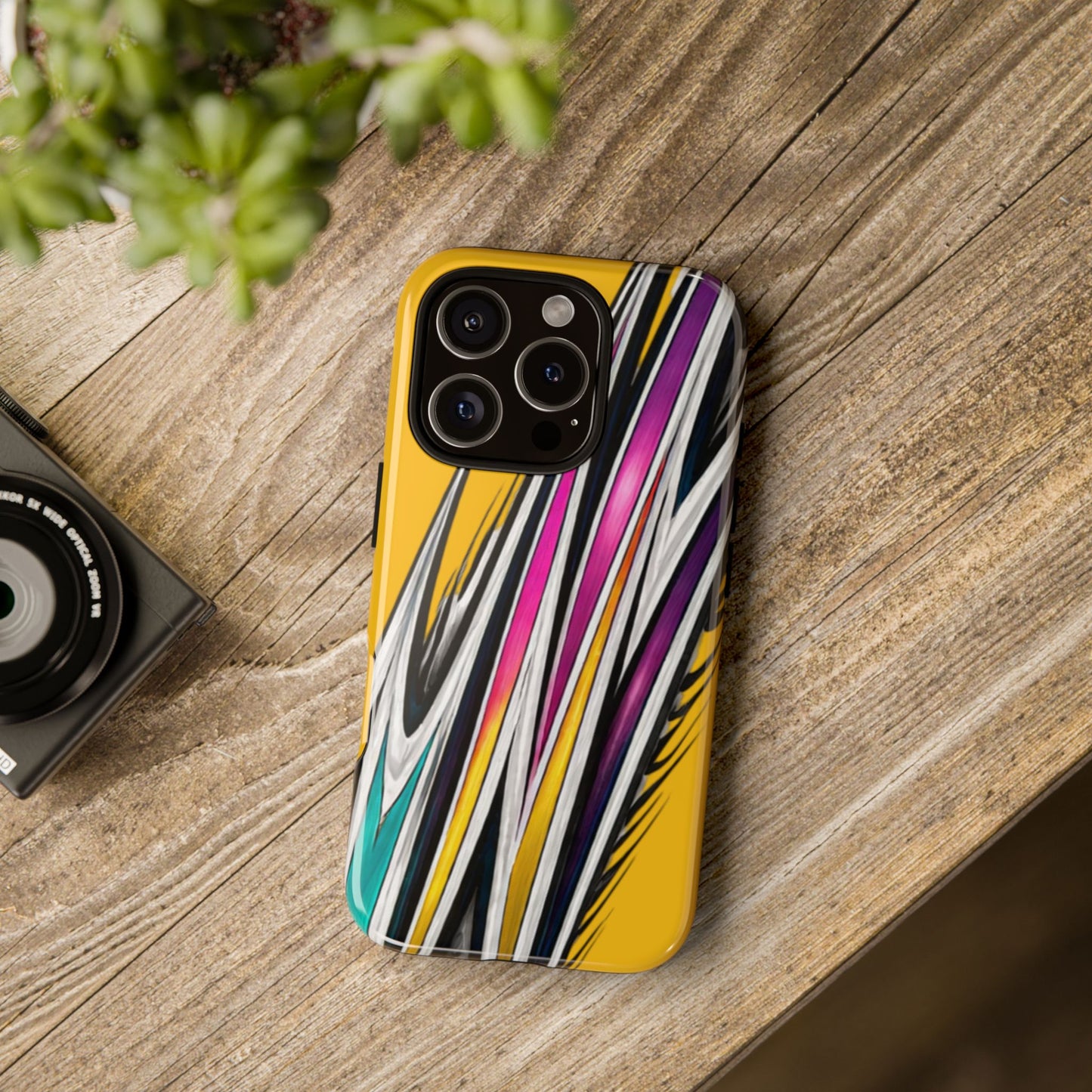 Yellow Abstract Stripes Phone Case | Tough Protective Phone Case