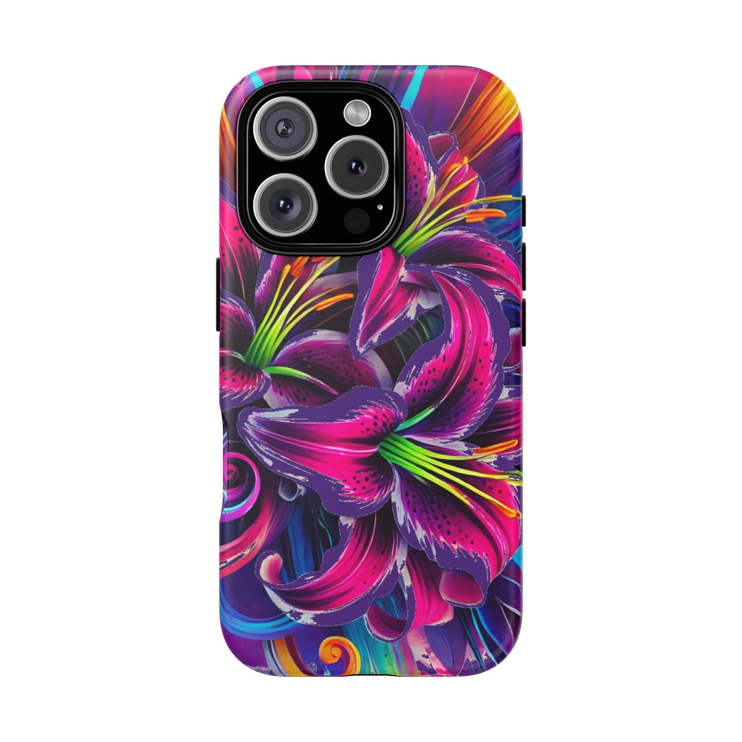 Neon Lily Illustration Tough Case | Floral Phone Cover