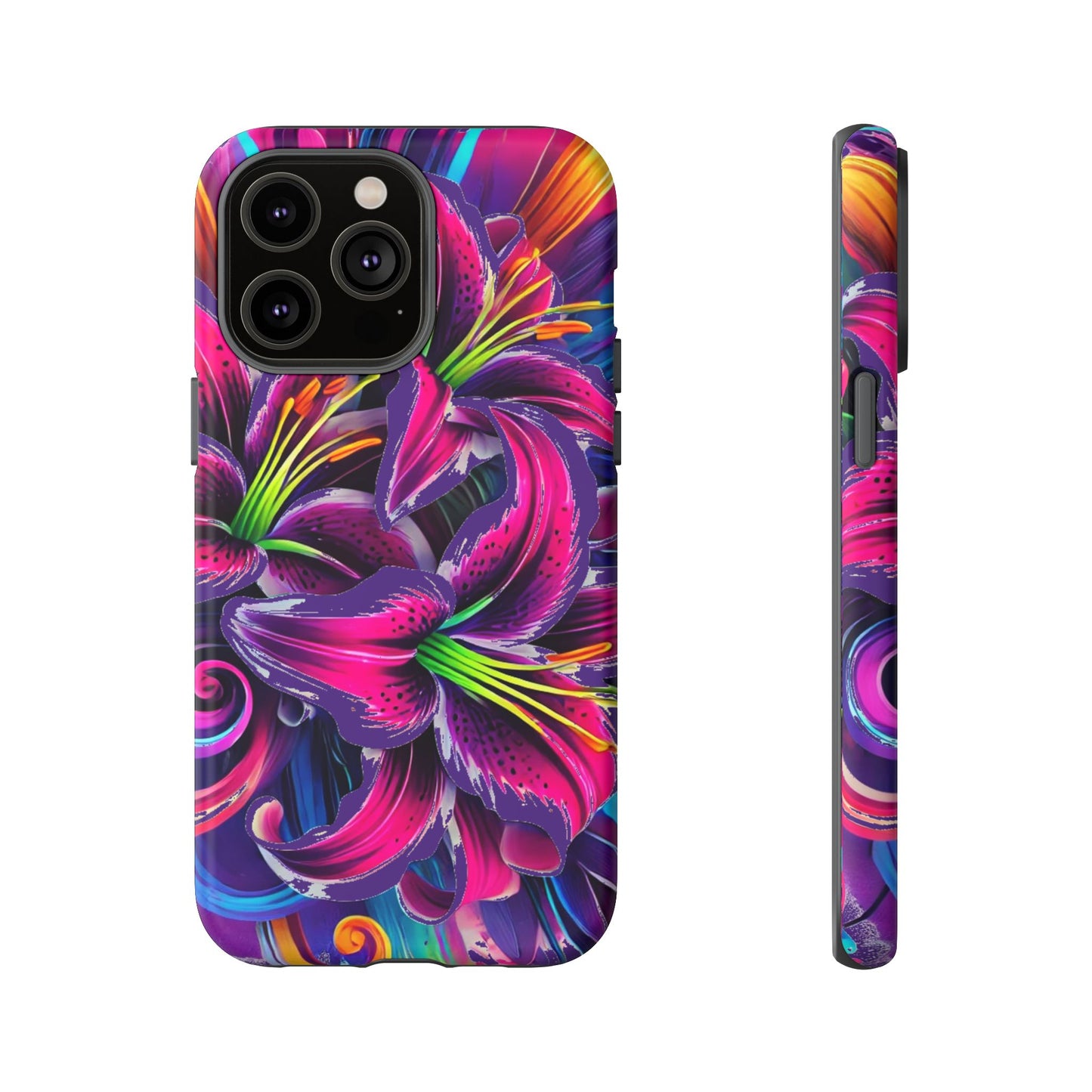 Neon Lily Illustration Tough Case | Floral Phone Cover