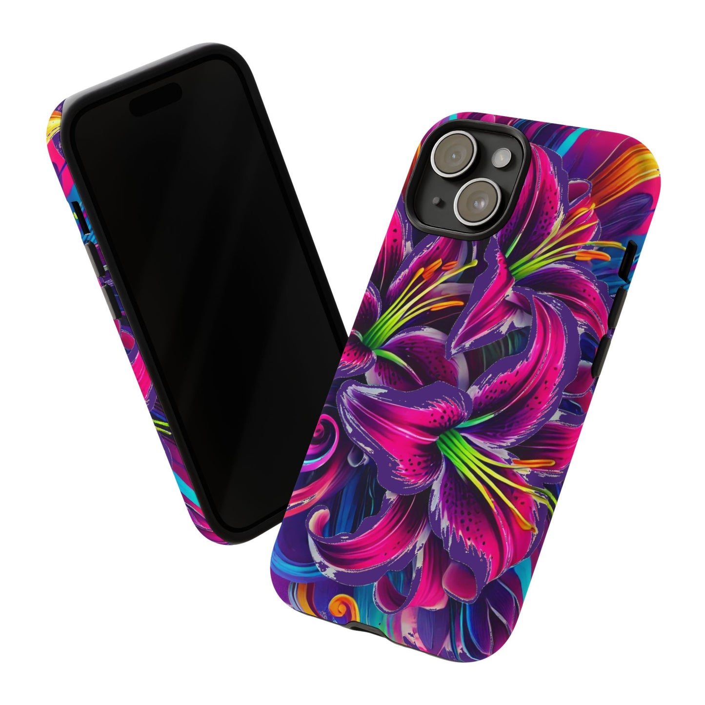 Neon Lily Illustration Tough Case | Floral Phone Cover