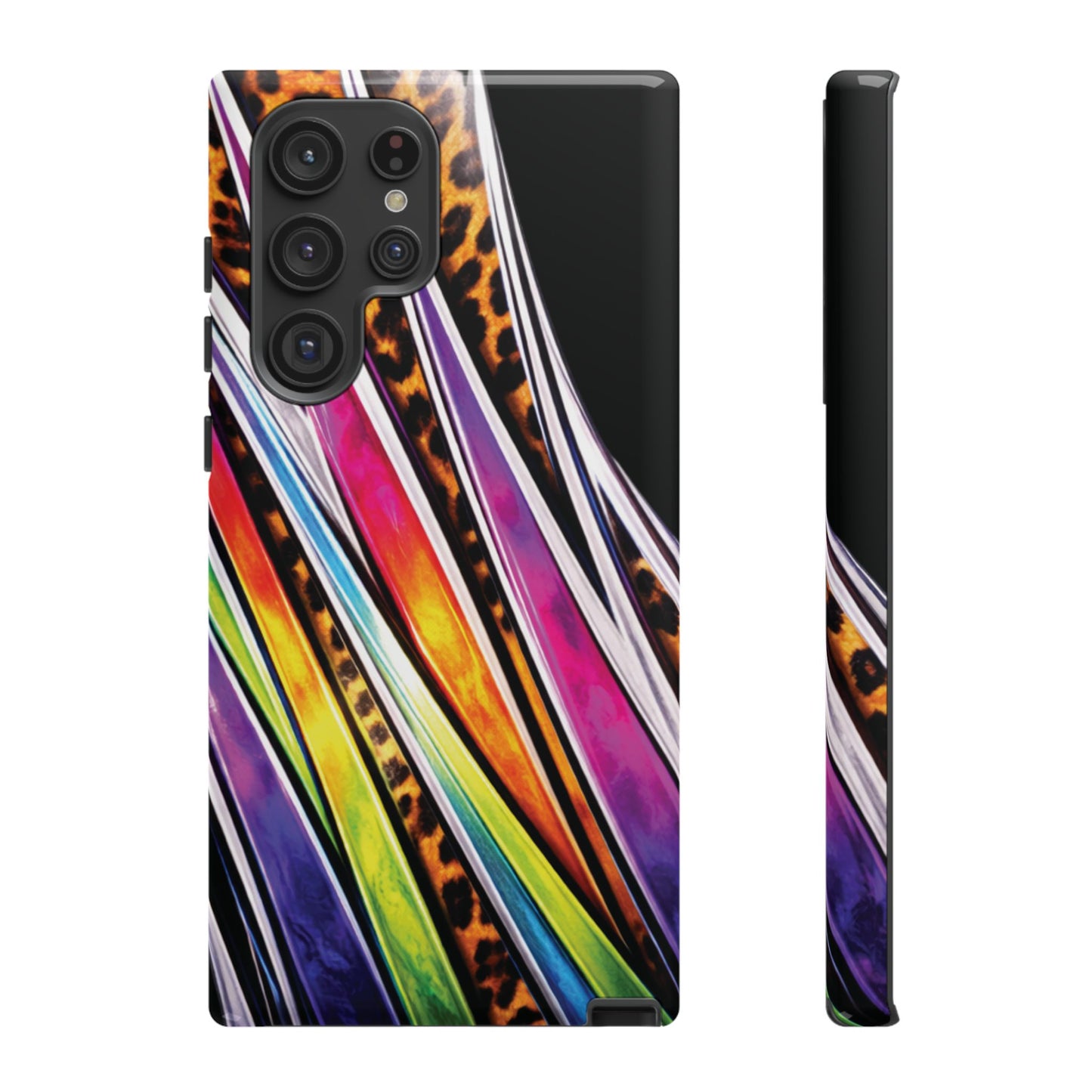 Colorful Stripes & Leopard Print Phone Case