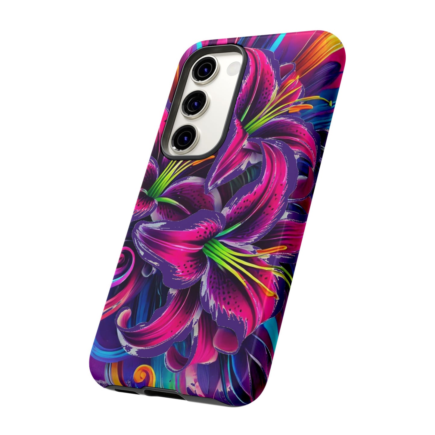 Neon Lily Illustration Tough Case | Floral Phone Cover