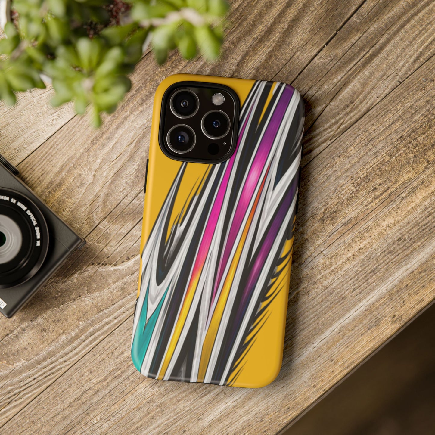 Yellow Abstract Stripes Phone Case | Tough Protective Phone Case
