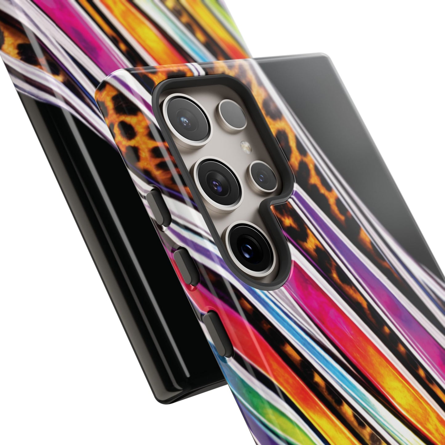 Colorful Stripes & Leopard Print Phone Case