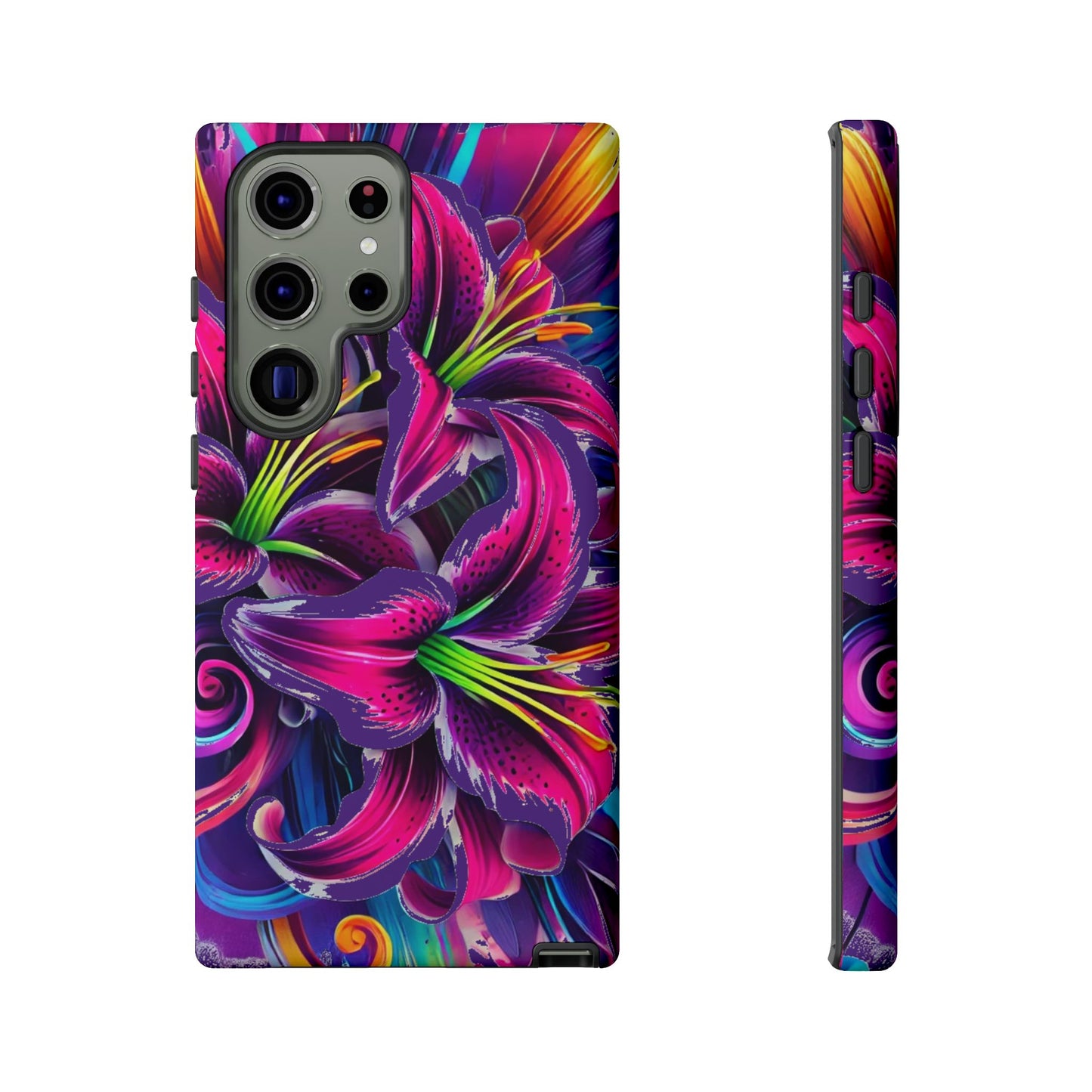 Neon Lily Illustration Tough Case | Floral Phone Cover