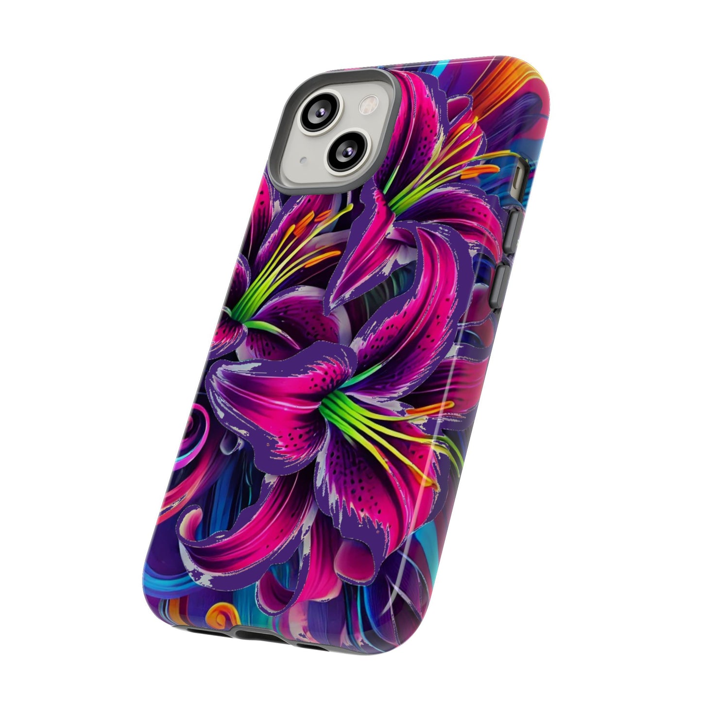 Neon Lily Illustration Tough Case | Floral Phone Cover