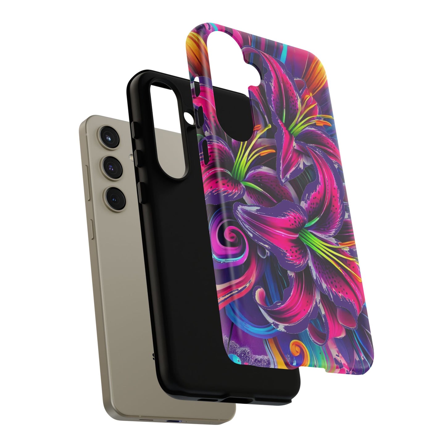 Neon Lily Illustration Tough Case | Floral Phone Cover