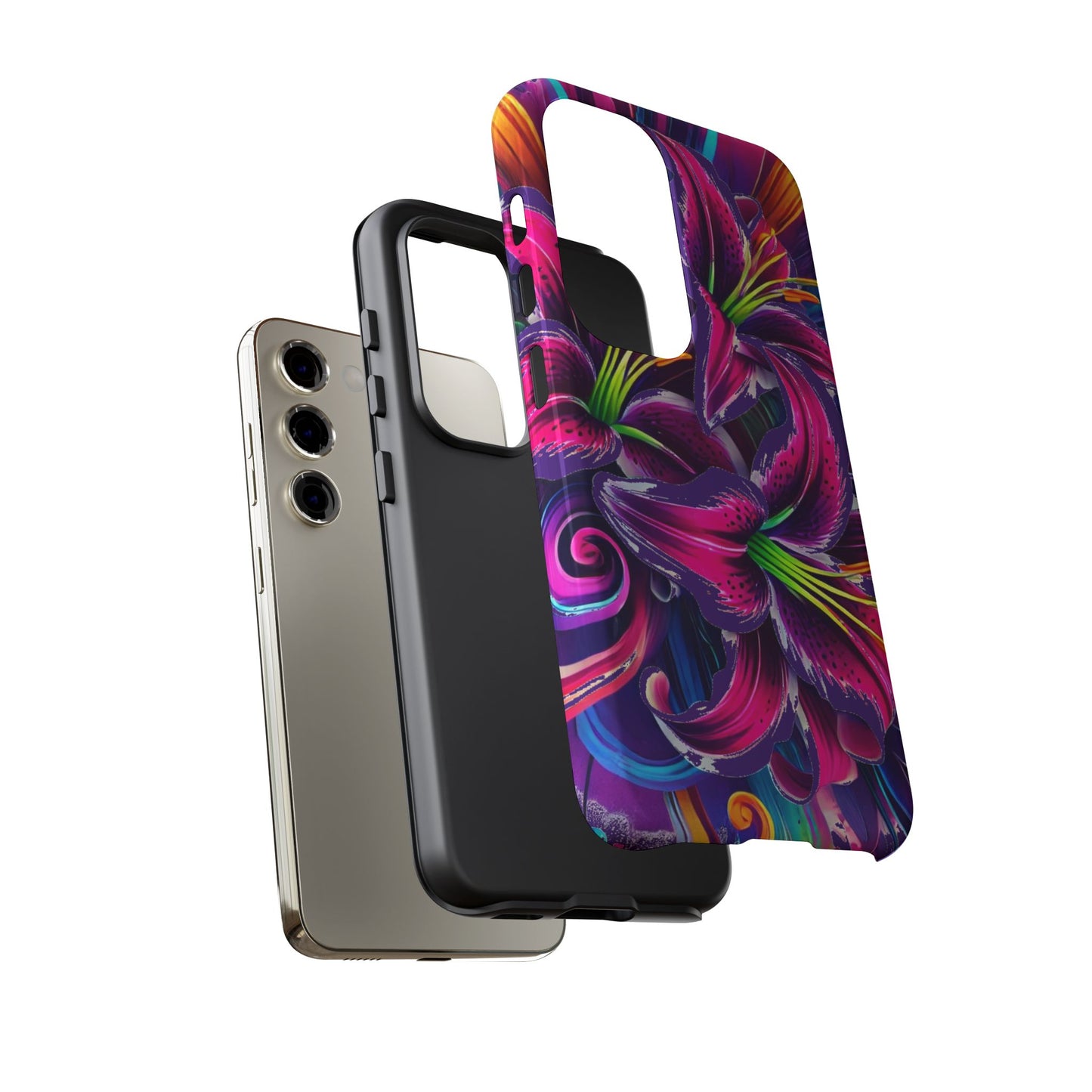 Neon Lily Illustration Tough Case | Floral Phone Cover