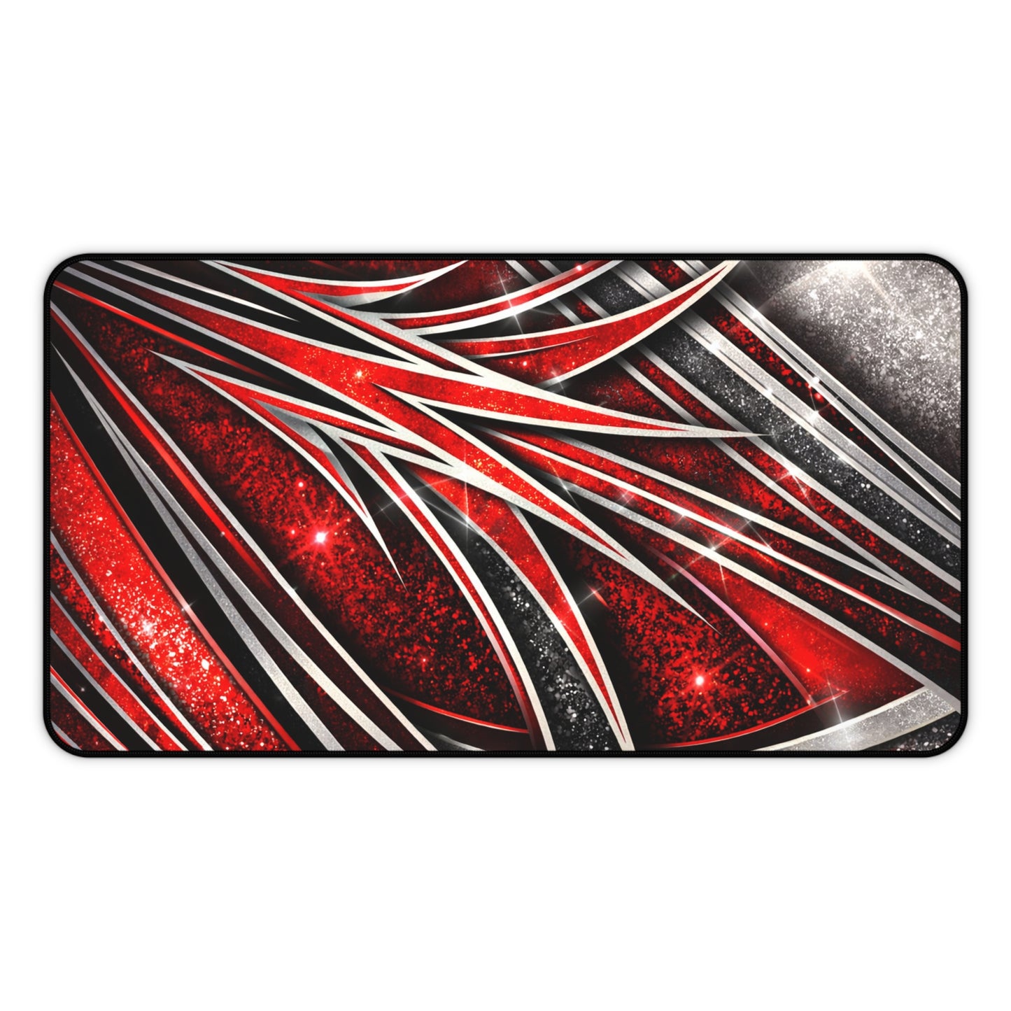 Red Metallic Abstract Desk Mat — Gaming/Office Mouse Pad