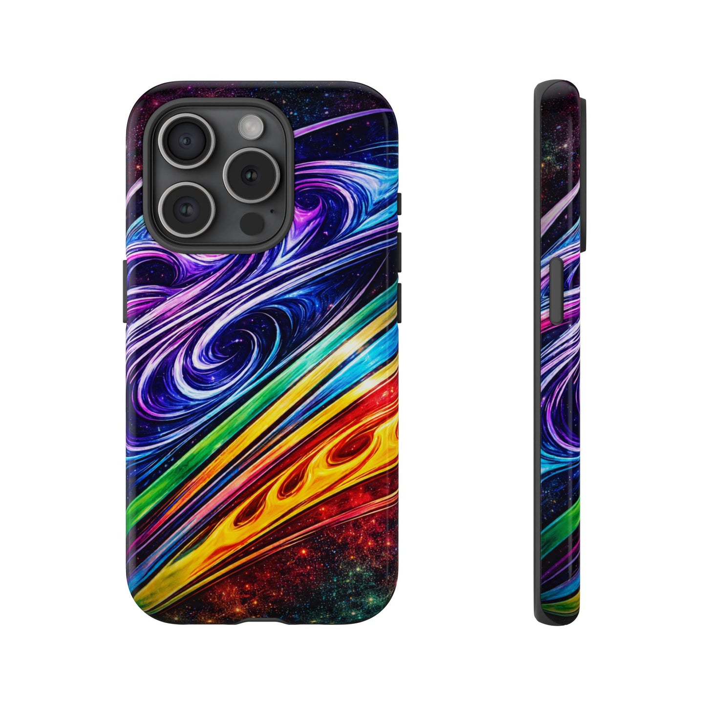 Abstract Cosmic Swirls phone case | Galaxy Rainbow Protective Case