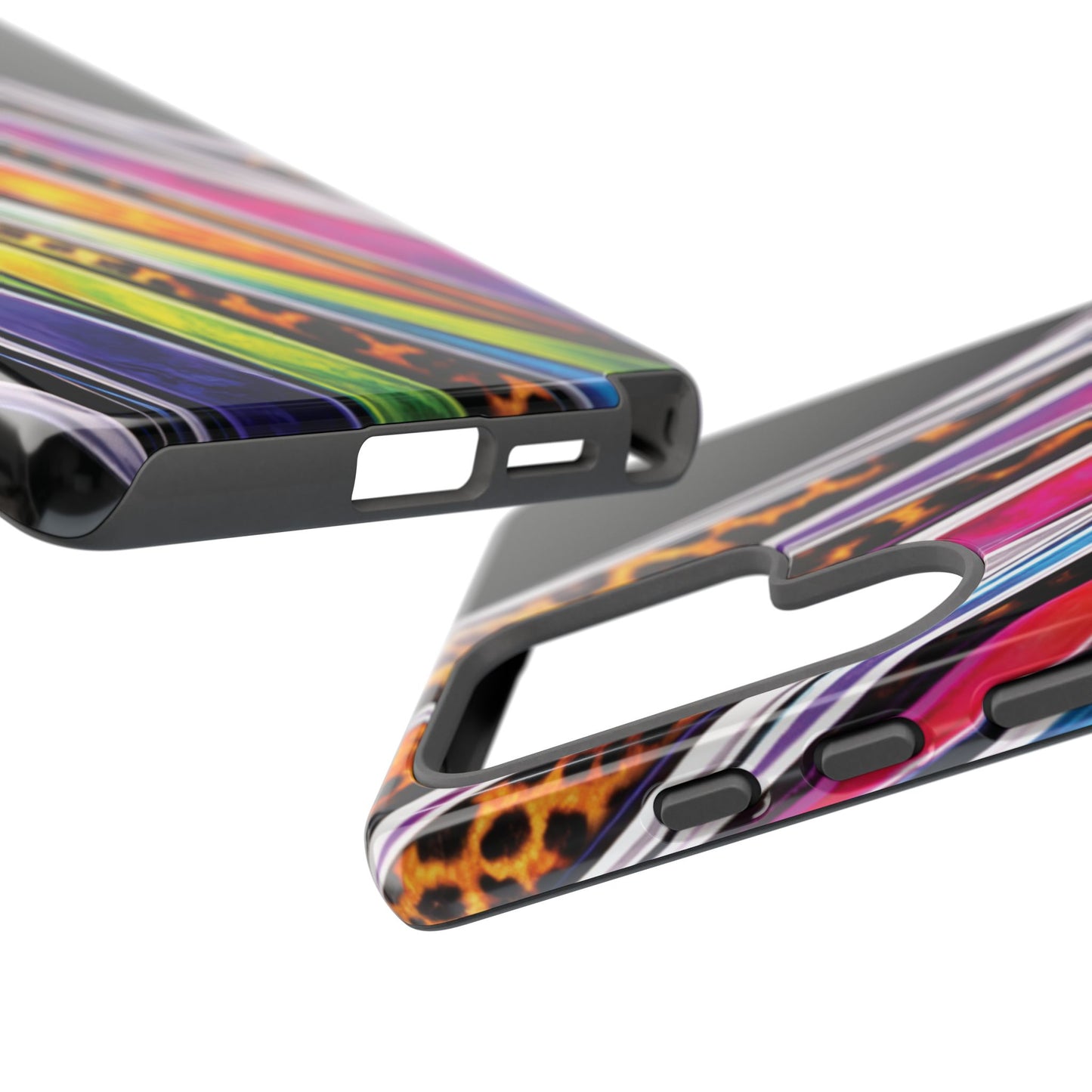 Colorful Stripes & Leopard Print Phone Case