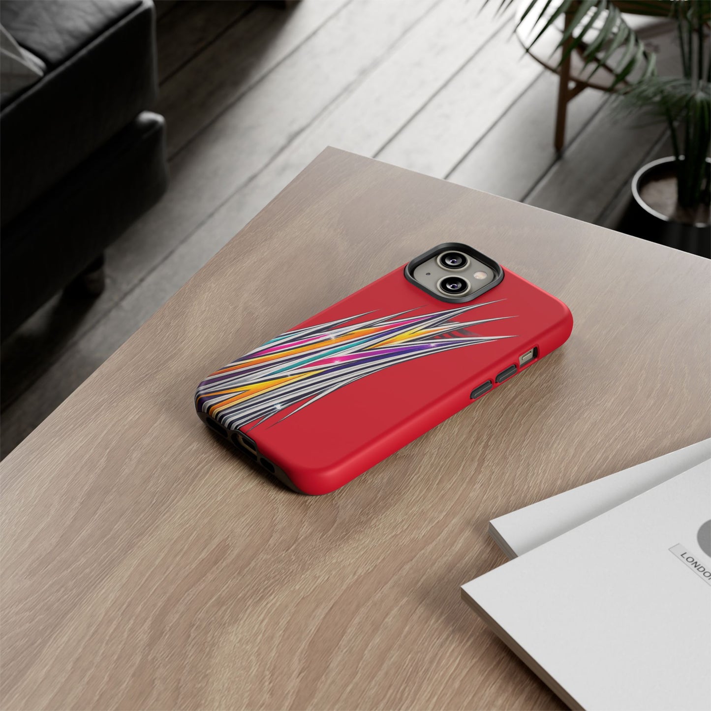 Colorburst Pinstripe Phone Case | Red Abstract Racing Stripe