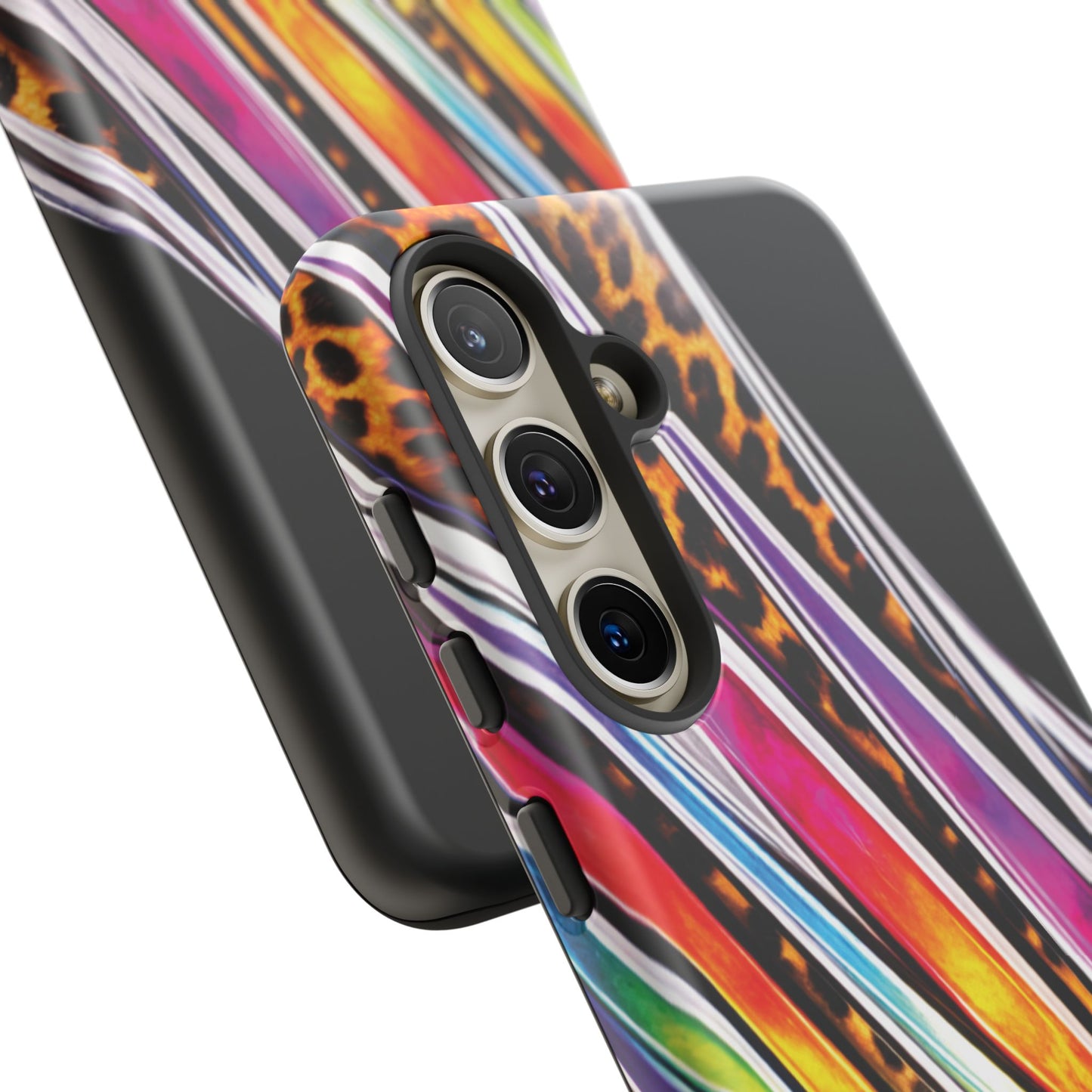Colorful Stripes & Leopard Print Phone Case