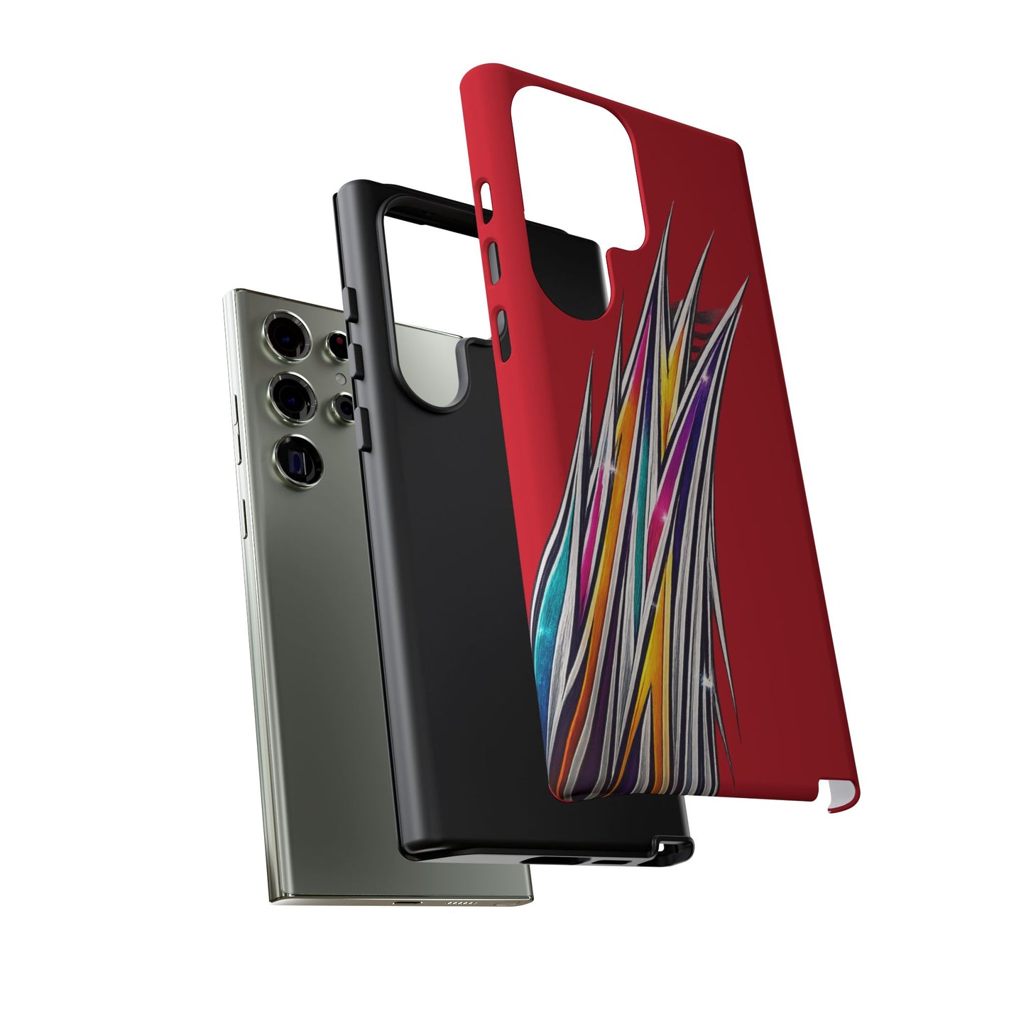 Colorburst Pinstripe Phone Case | Red Abstract Racing Stripe