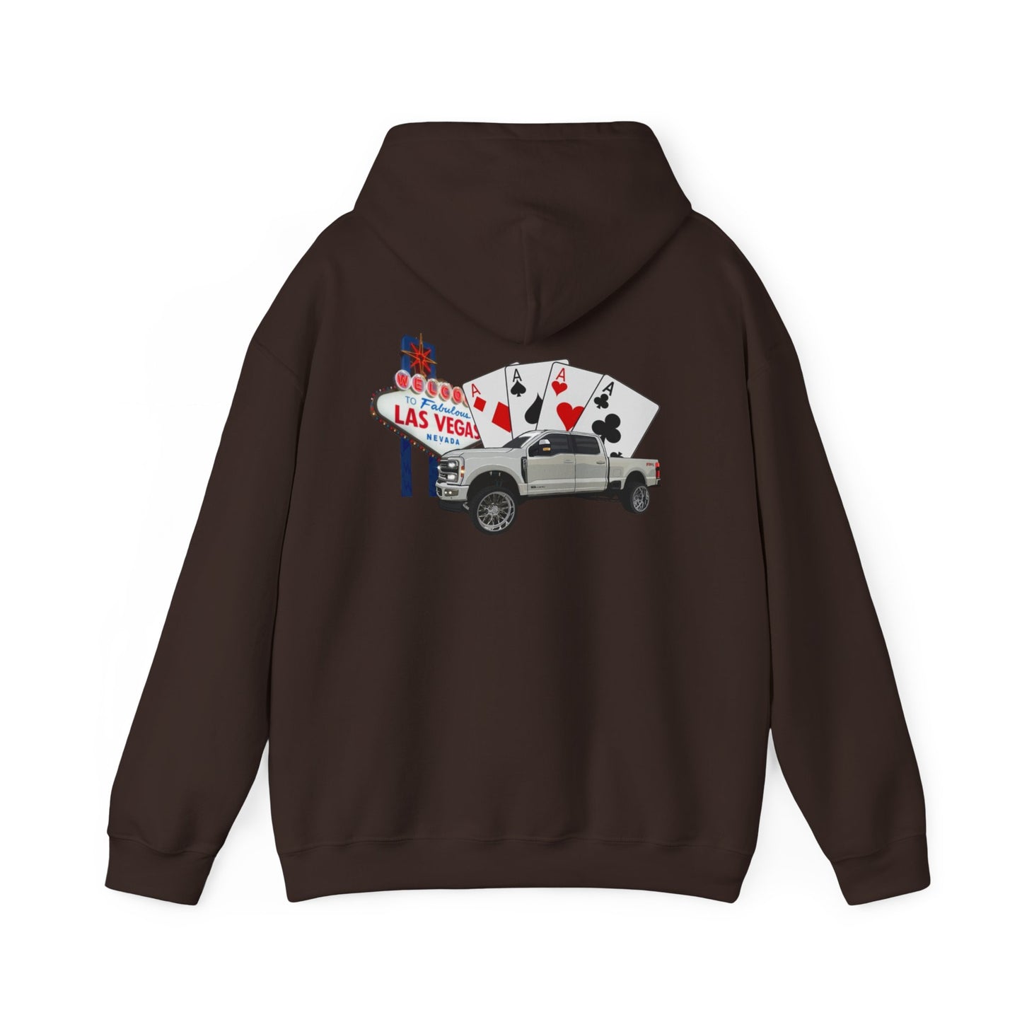 Las Vegas Truck Graphic Hoodie – Casino Cards & Welcome Sign Pullover