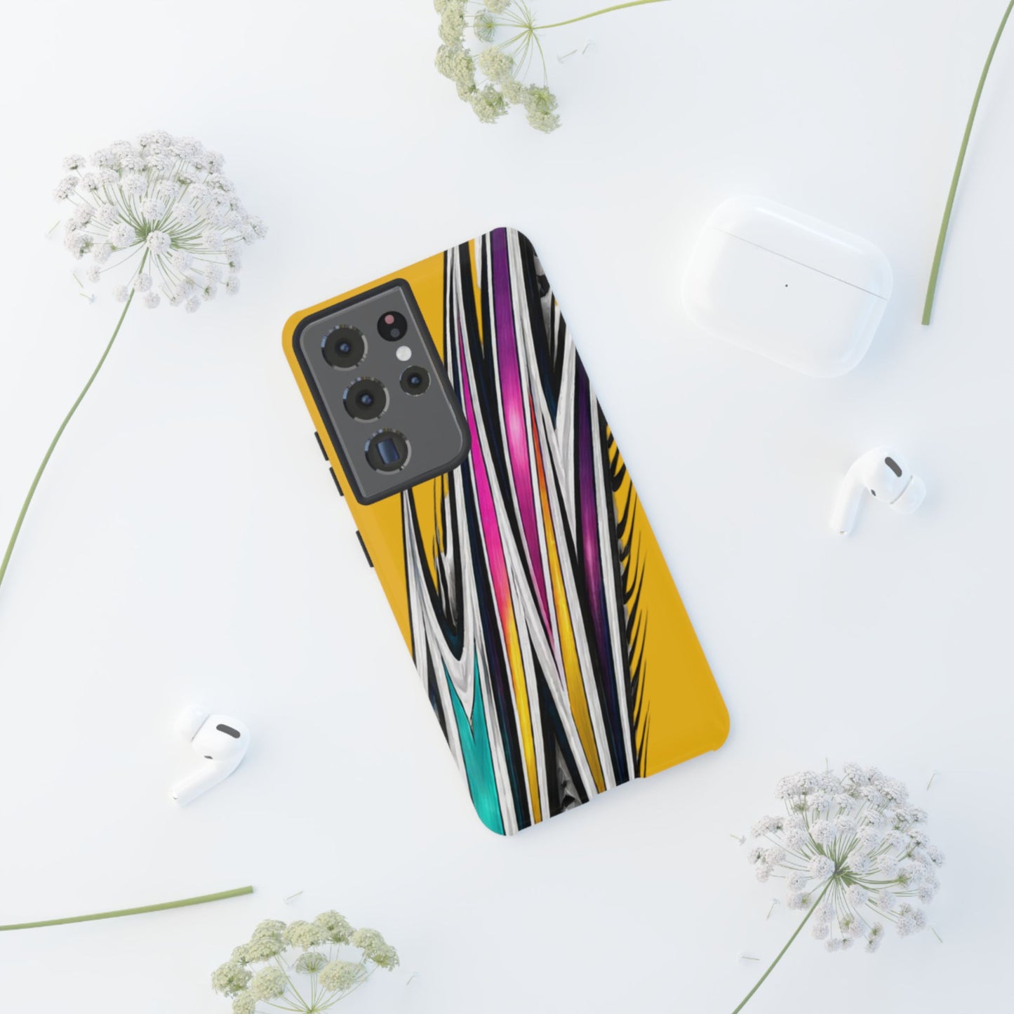 Yellow Abstract Stripes Phone Case | Tough Protective Phone Case