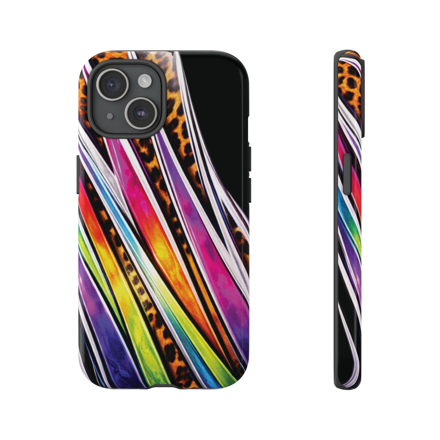 Colorful Stripes & Leopard Print Phone Case