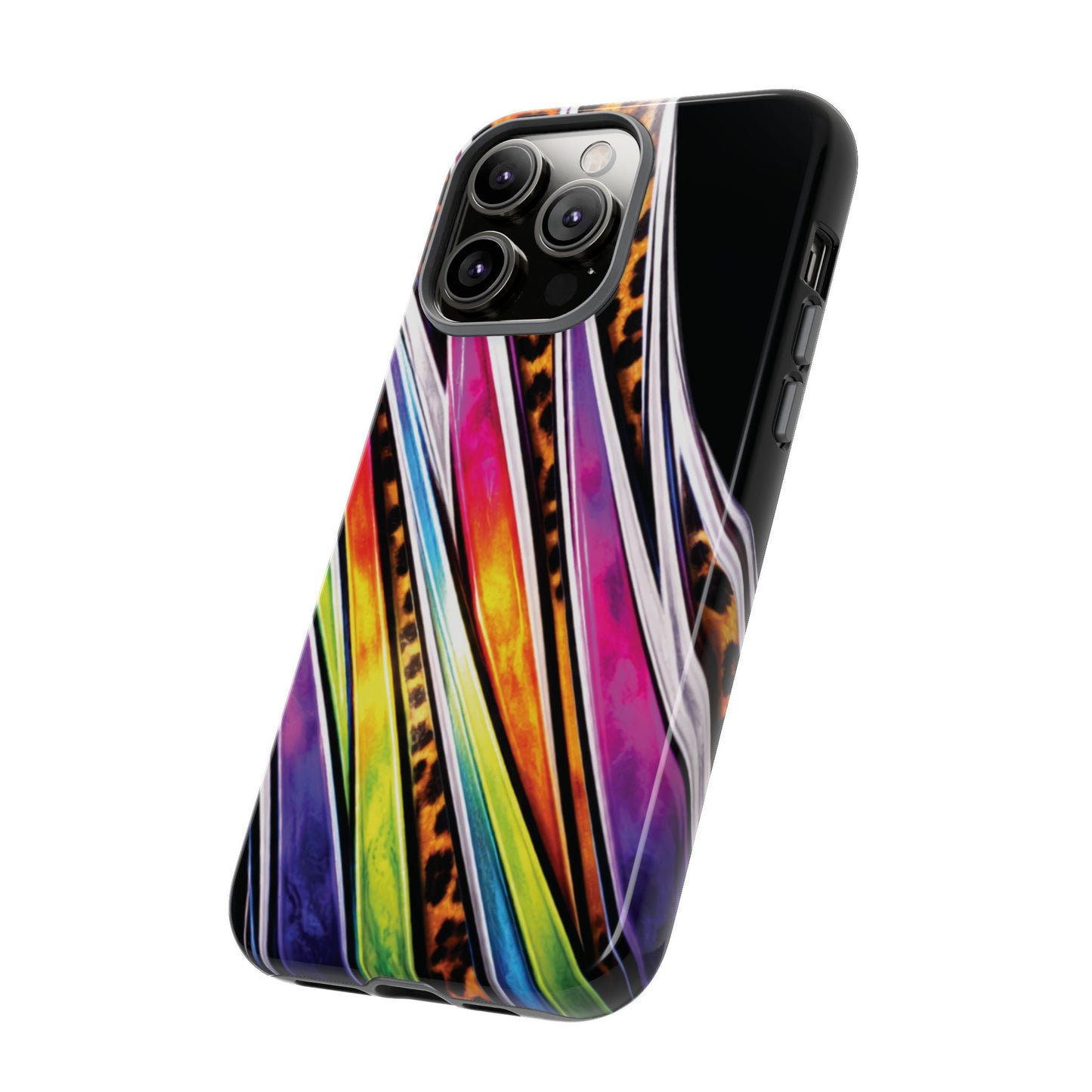 Colorful Stripes & Leopard Print Phone Case