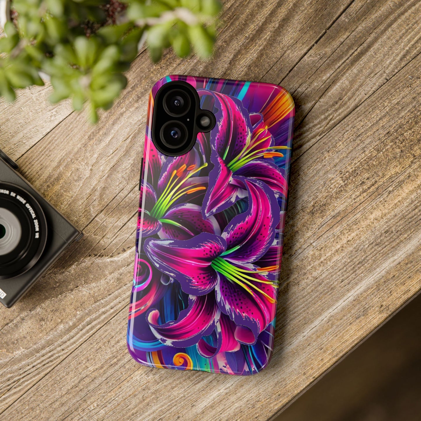 Neon Lily Illustration Tough Case | Floral Phone Cover