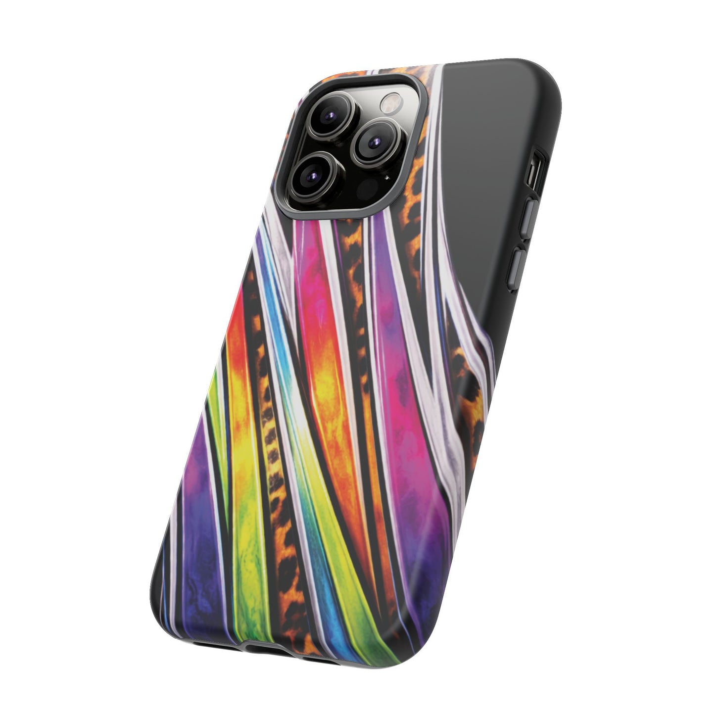Colorful Stripes & Leopard Print Phone Case