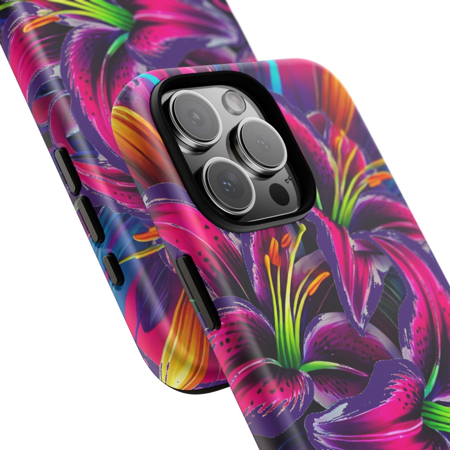 Neon Lily Illustration Tough Case | Floral Phone Cover