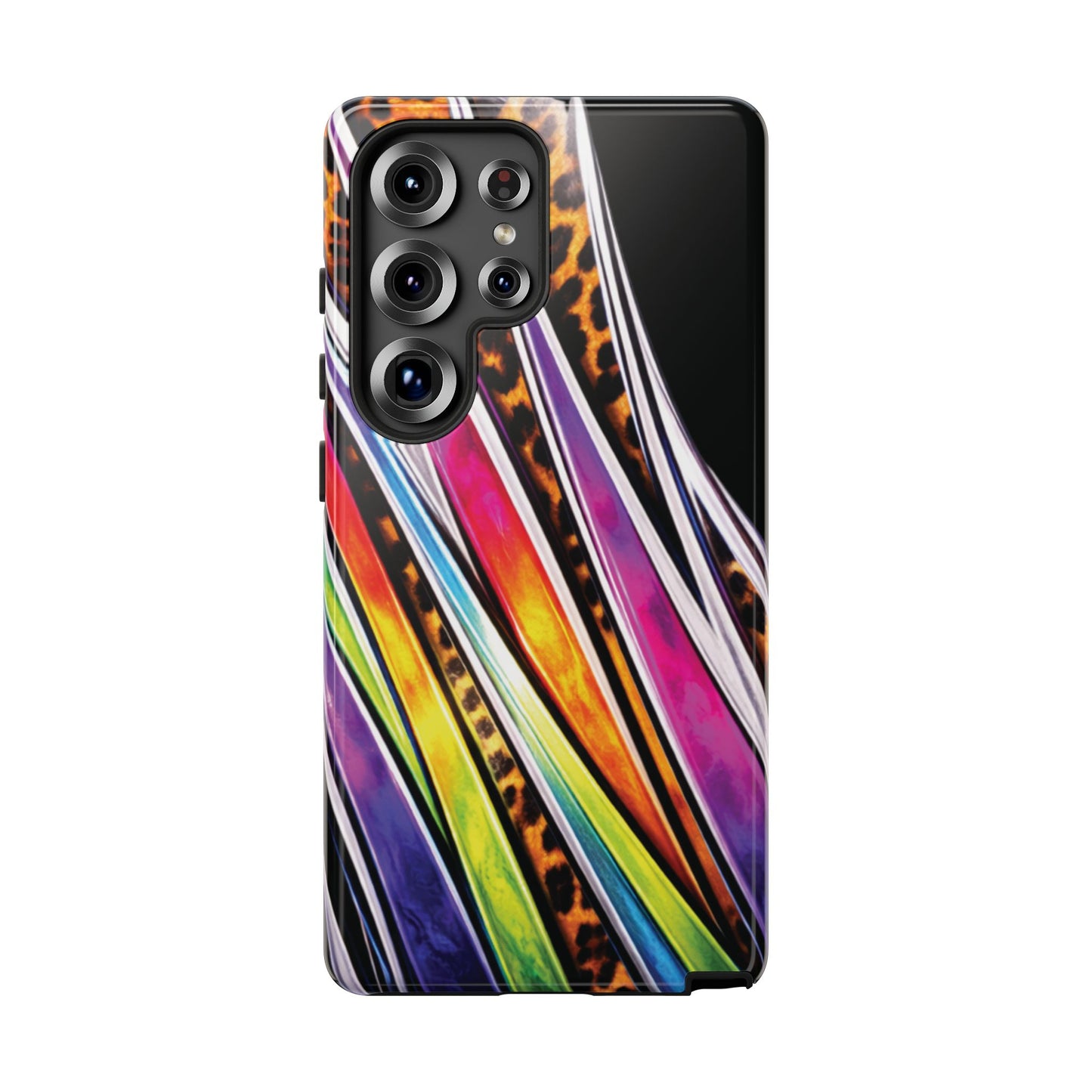 Colorful Stripes & Leopard Print Phone Case