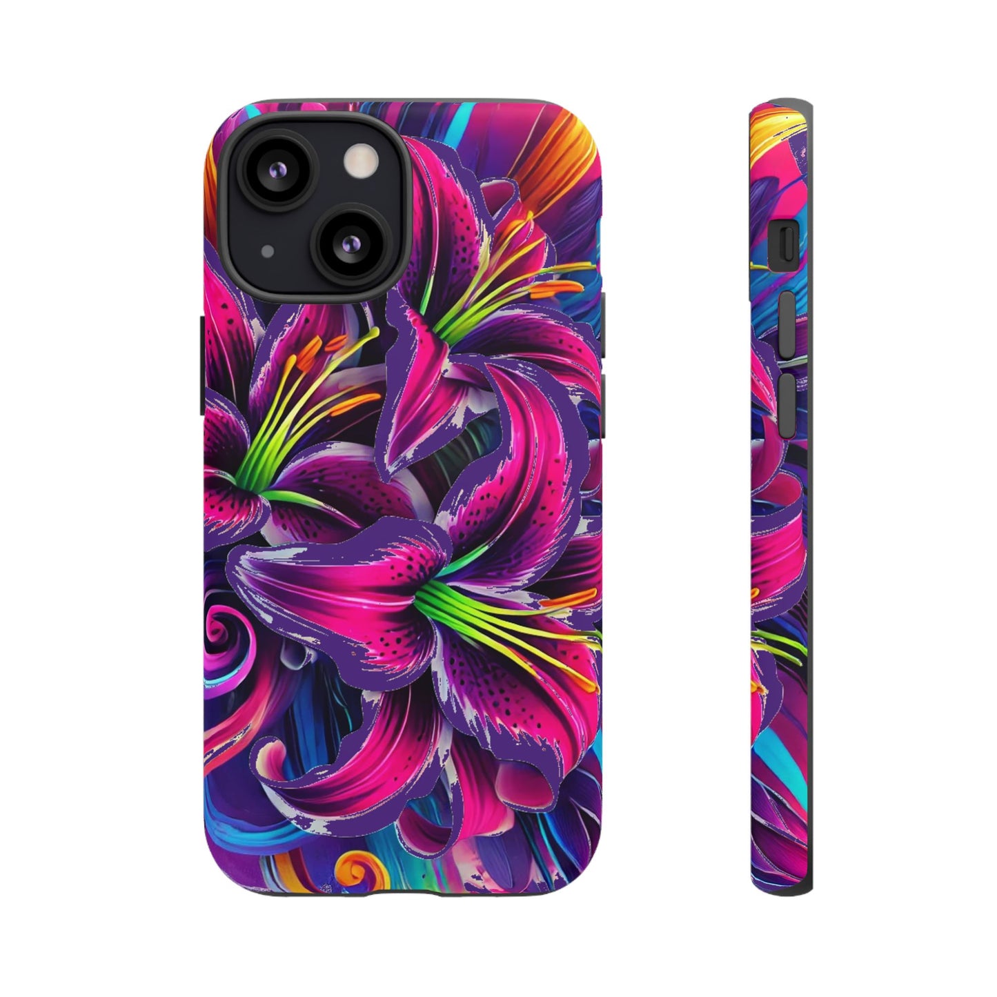 Neon Lily Illustration Tough Case | Floral Phone Cover