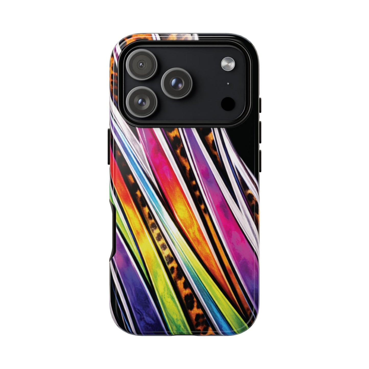Colorful Stripes & Leopard Print Phone Case