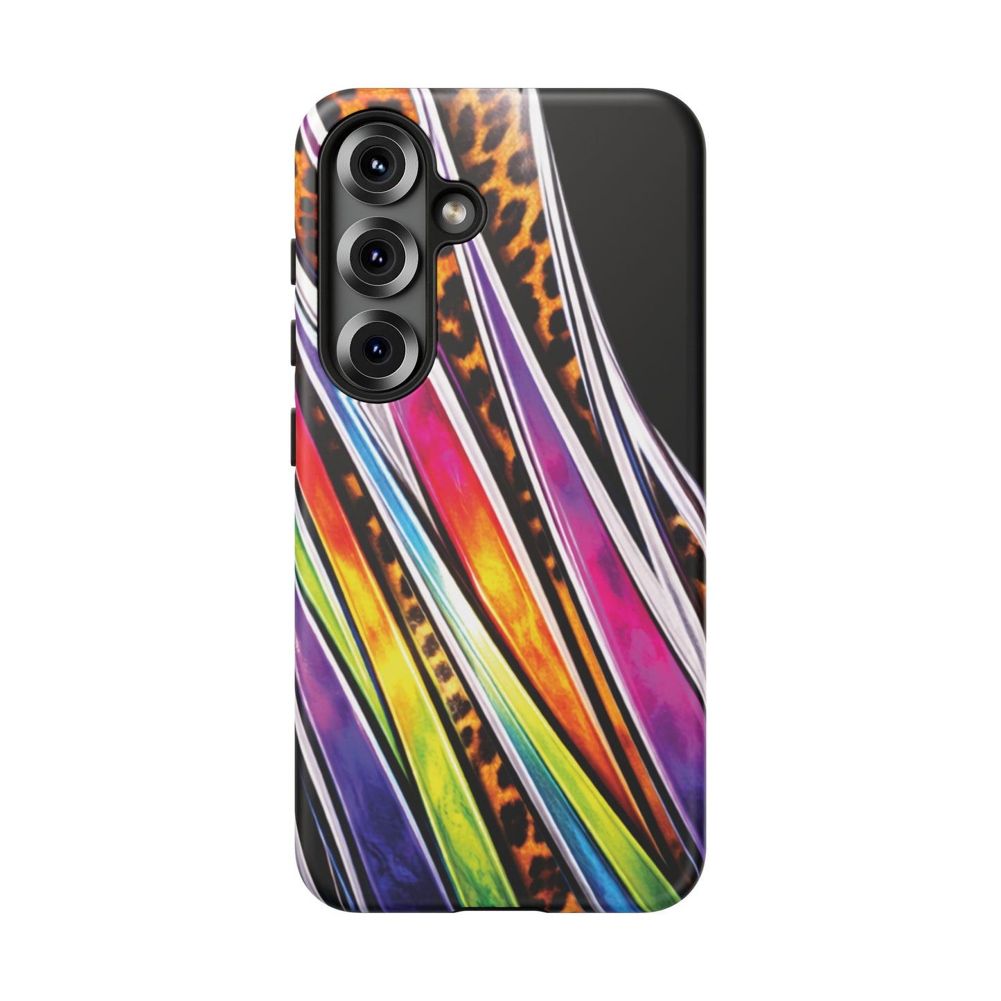 Colorful Stripes & Leopard Print Phone Case