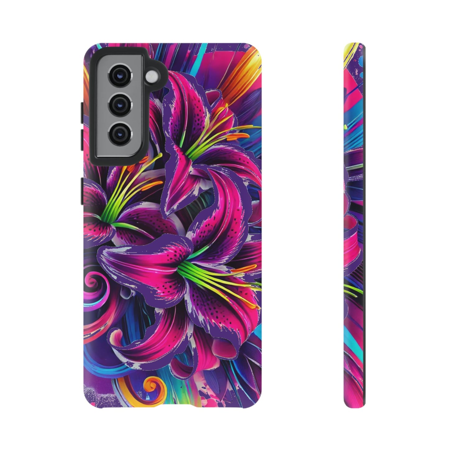 Neon Lily Illustration Tough Case | Floral Phone Cover