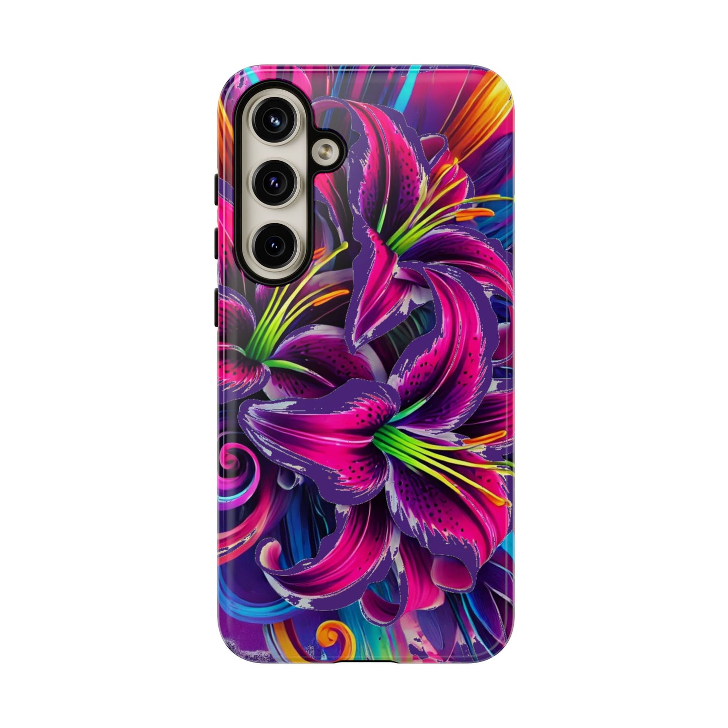 Neon Lily Illustration Tough Case | Floral Phone Cover