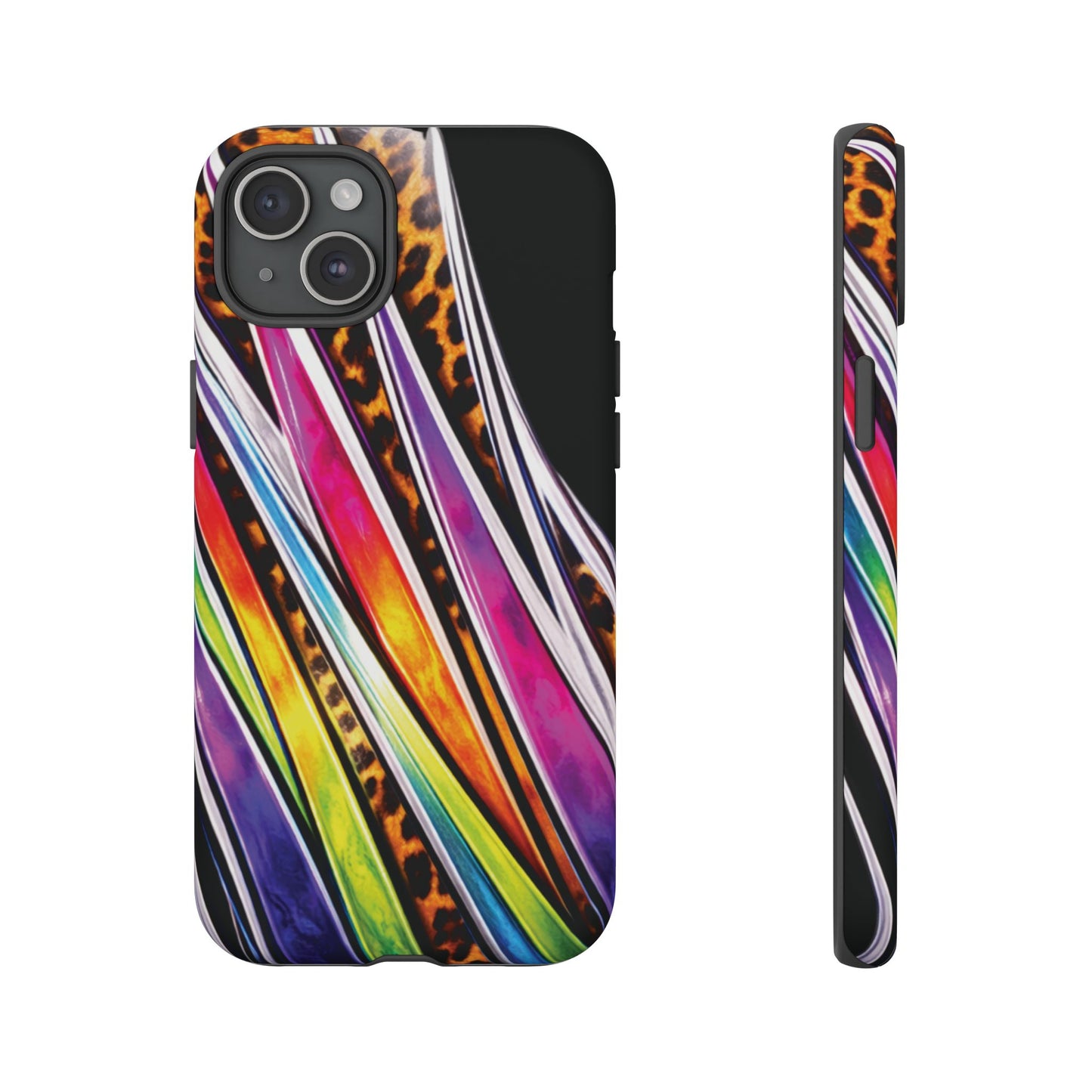 Colorful Stripes & Leopard Print Phone Case