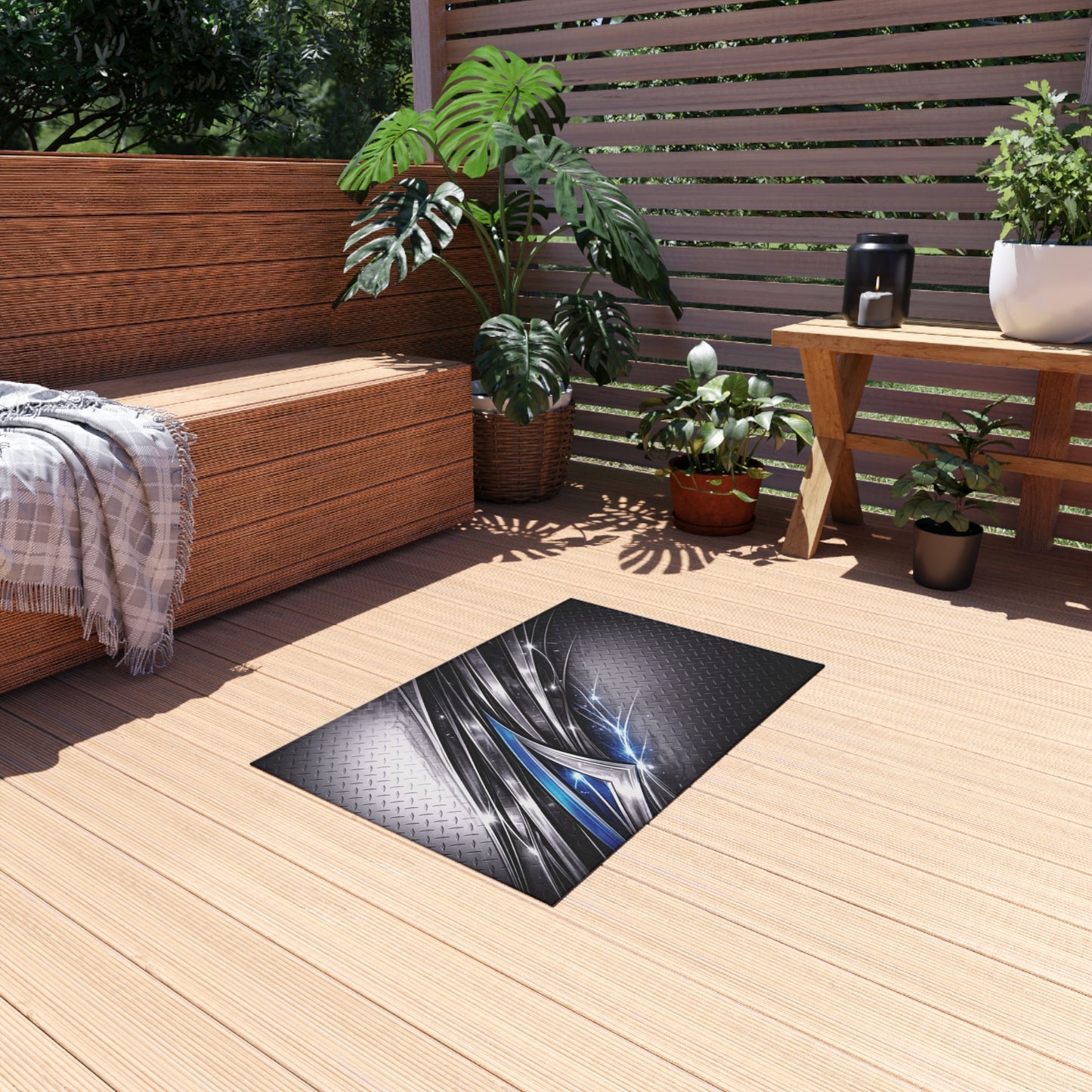 Man Cave Diamond Plate Outdoor Rug — Shop Garage Graphics Doormat