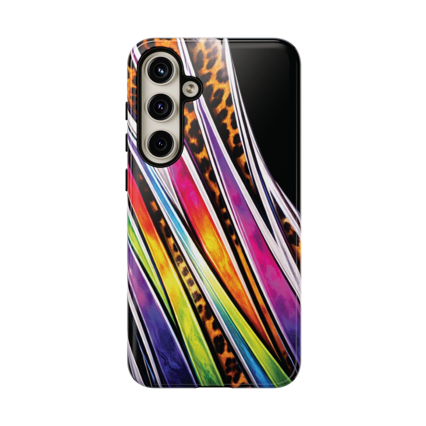 Colorful Stripes & Leopard Print Phone Case
