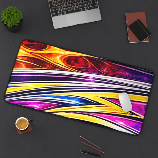 Abstract Flame Waves Desk Mat | Colorful Lightning Pattern