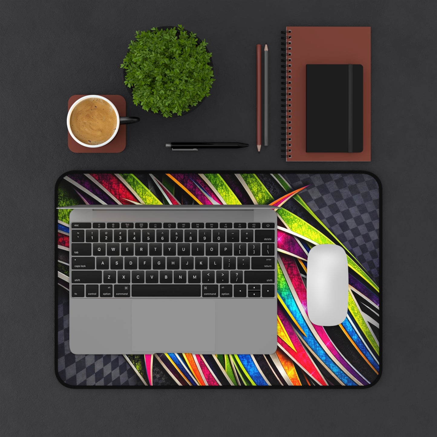 Desk Mat Vibrant Neon Abstract Gaming Mouse Pad
