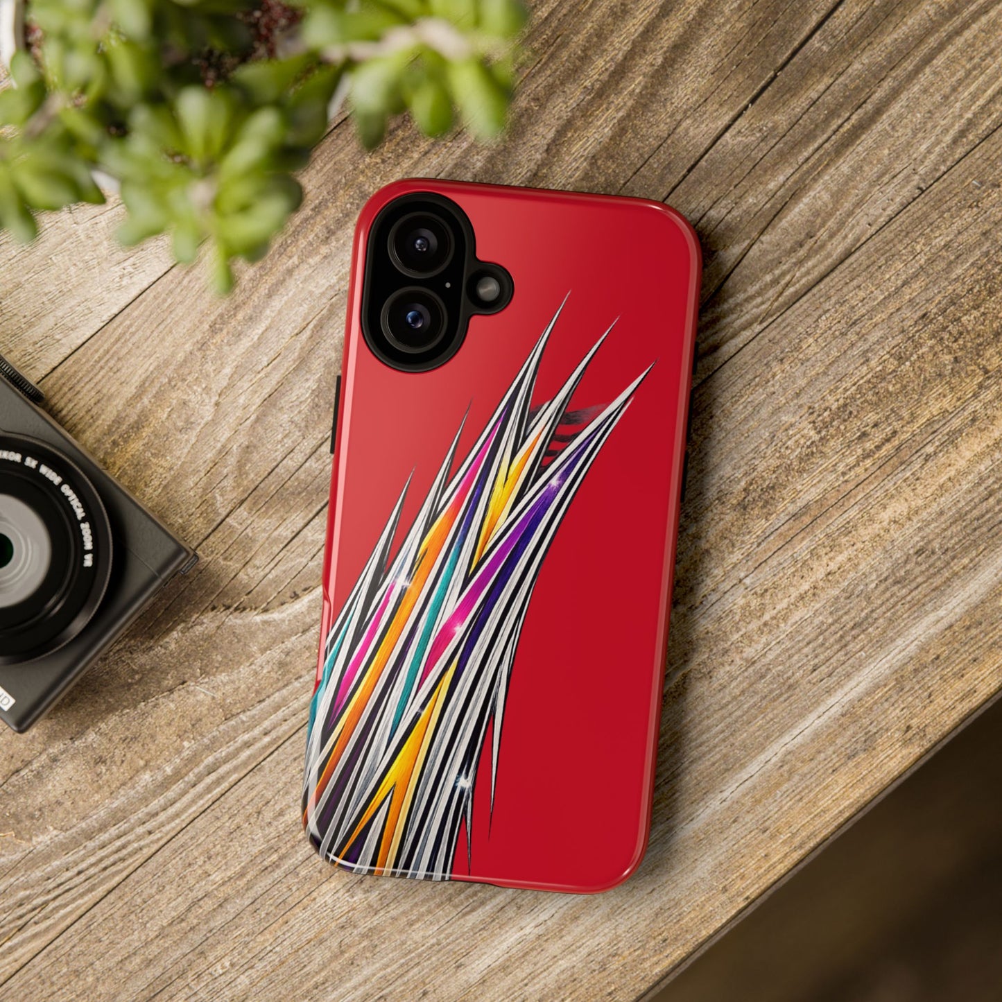 Colorburst Pinstripe Phone Case | Red Abstract Racing Stripe