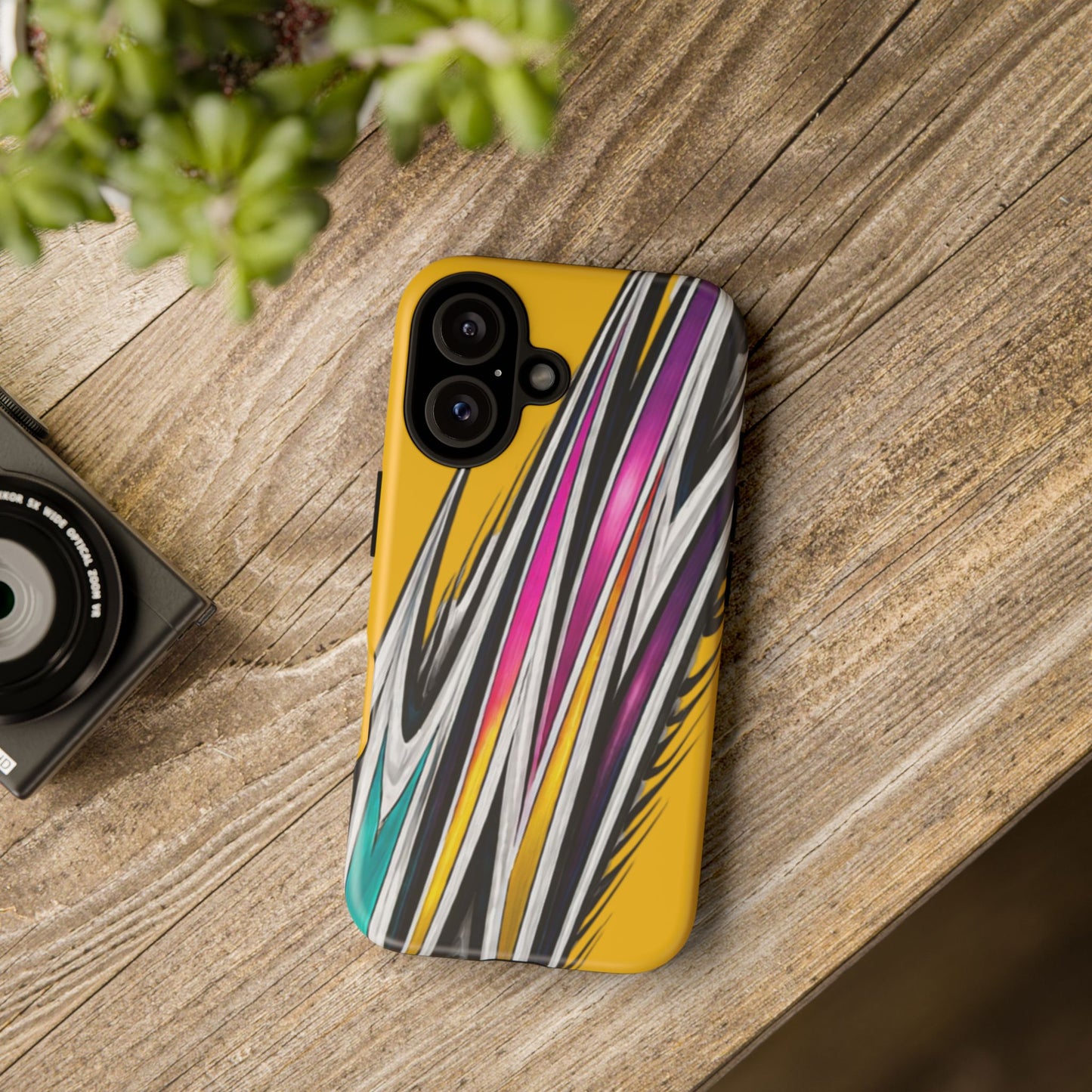 Yellow Abstract Stripes Phone Case | Tough Protective Phone Case
