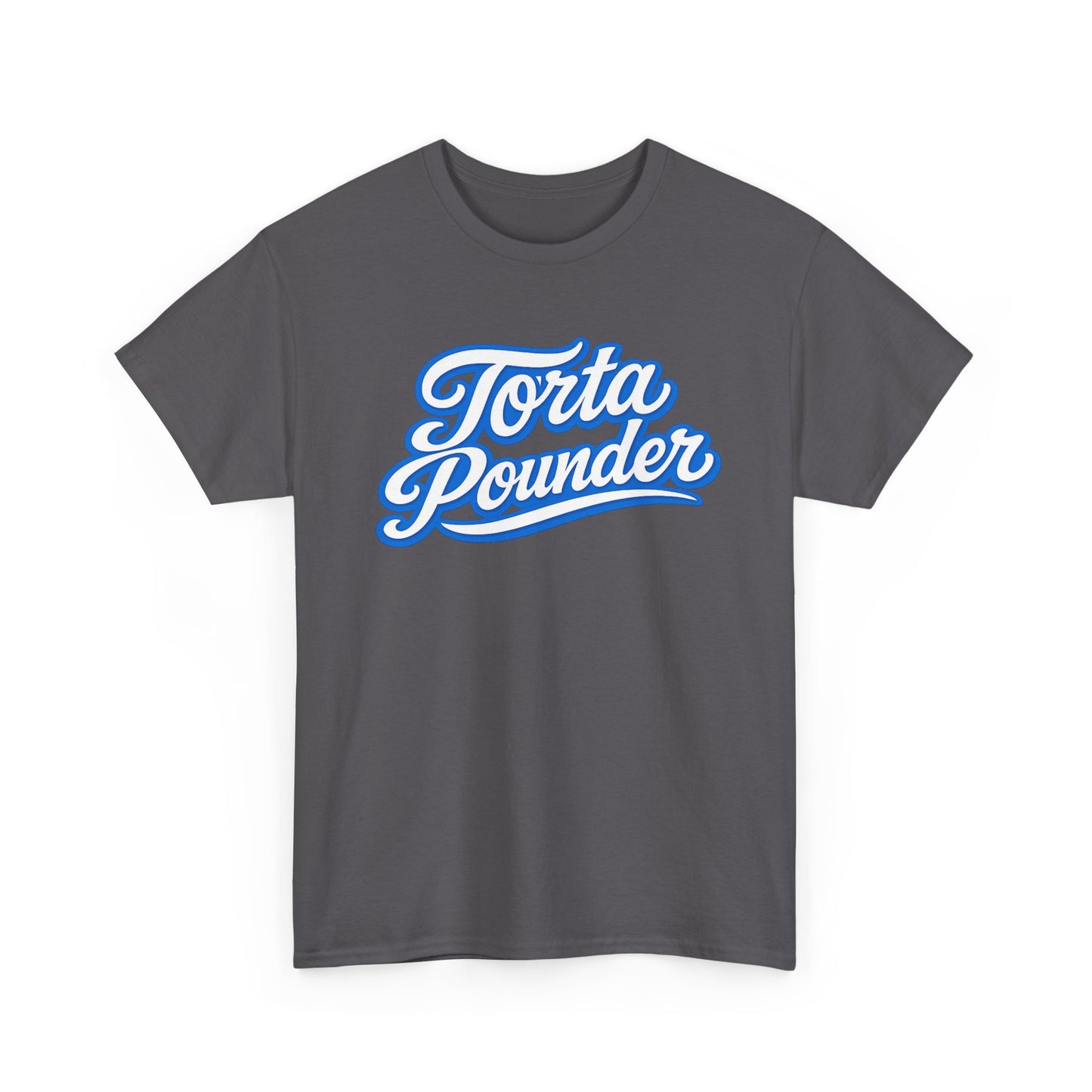 Torta Pounder Script Tee — Retro Blue Logo Graphic T-Shirt