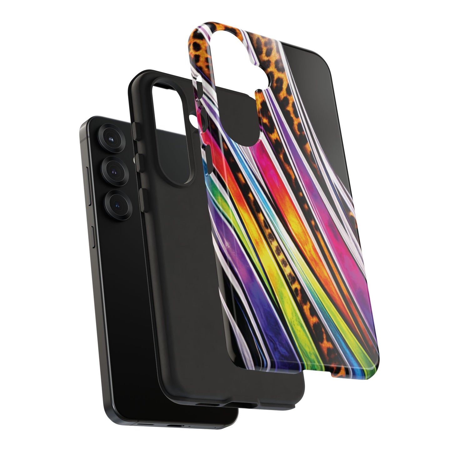 Colorful Stripes & Leopard Print Phone Case