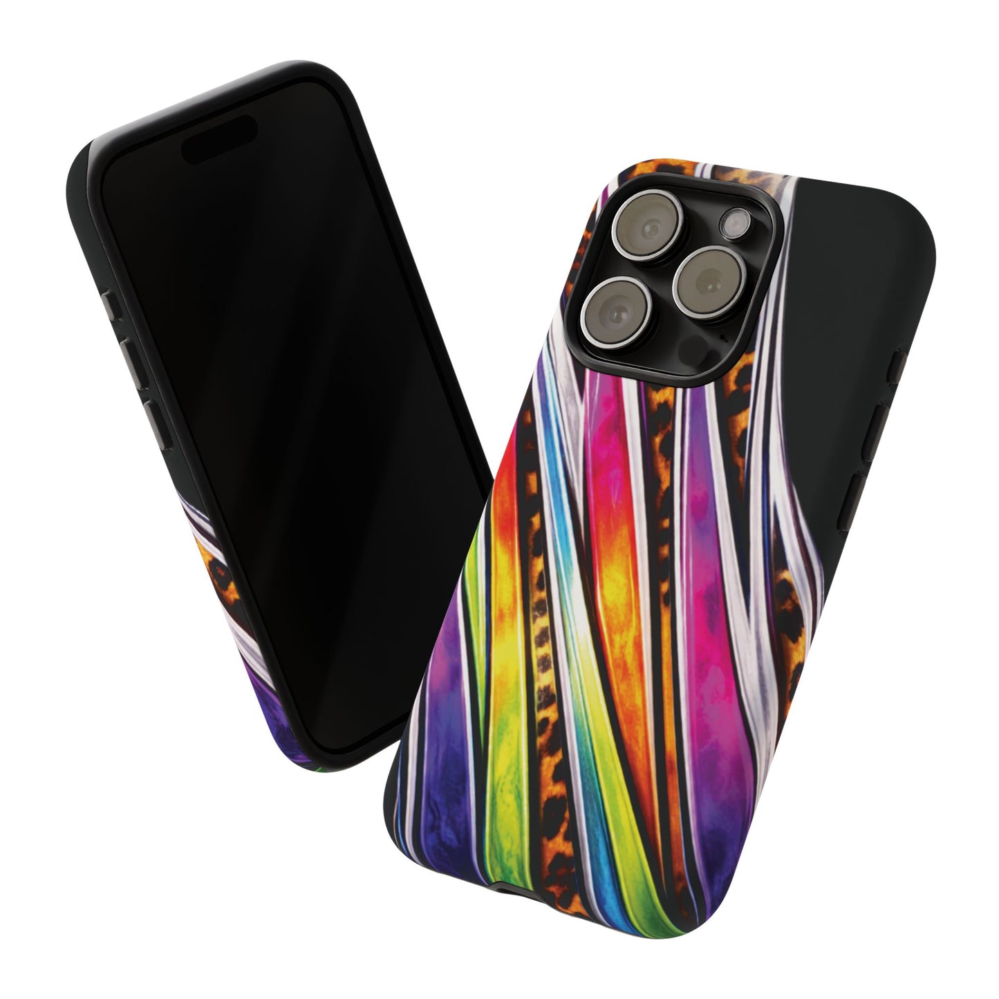 Colorful Stripes & Leopard Print Phone Case