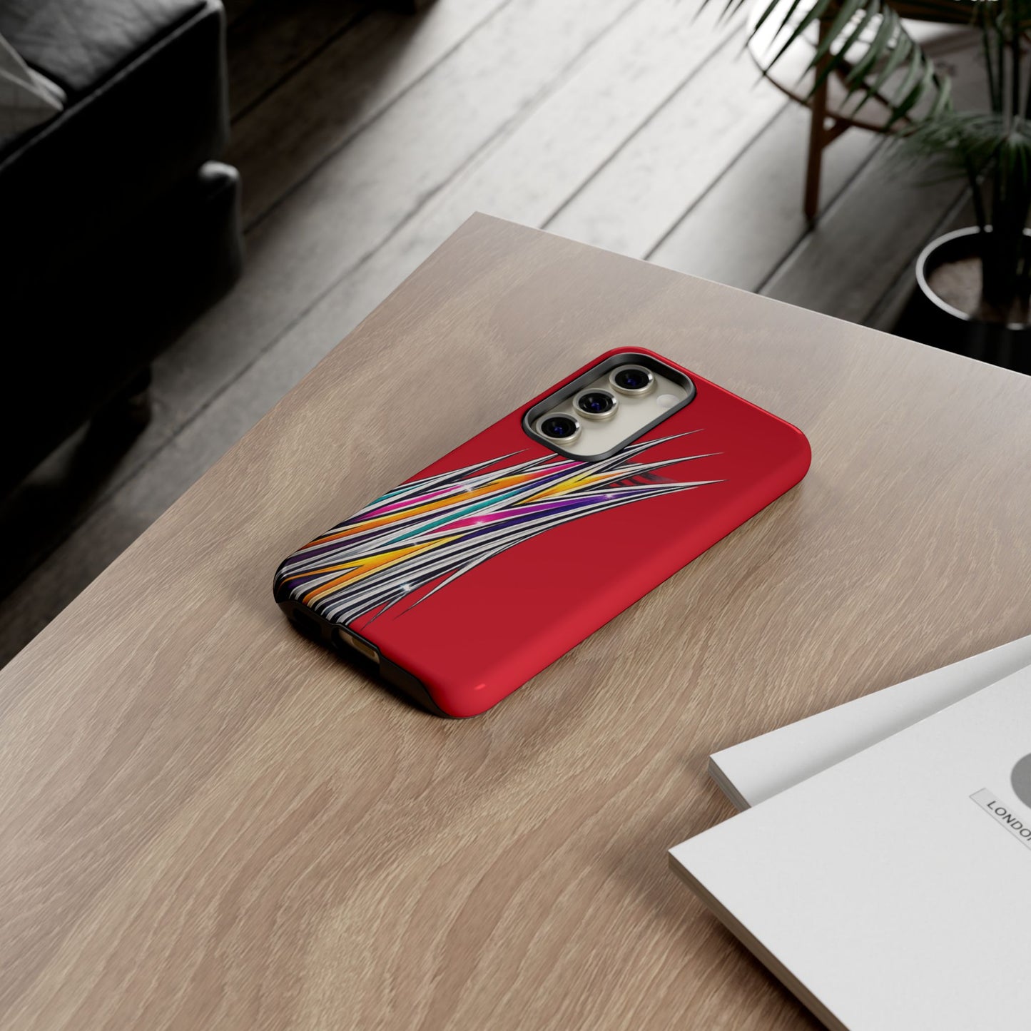 Colorburst Pinstripe Phone Case | Red Abstract Racing Stripe