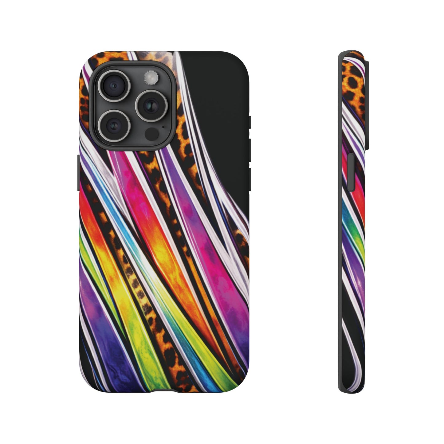 Colorful Stripes & Leopard Print Phone Case