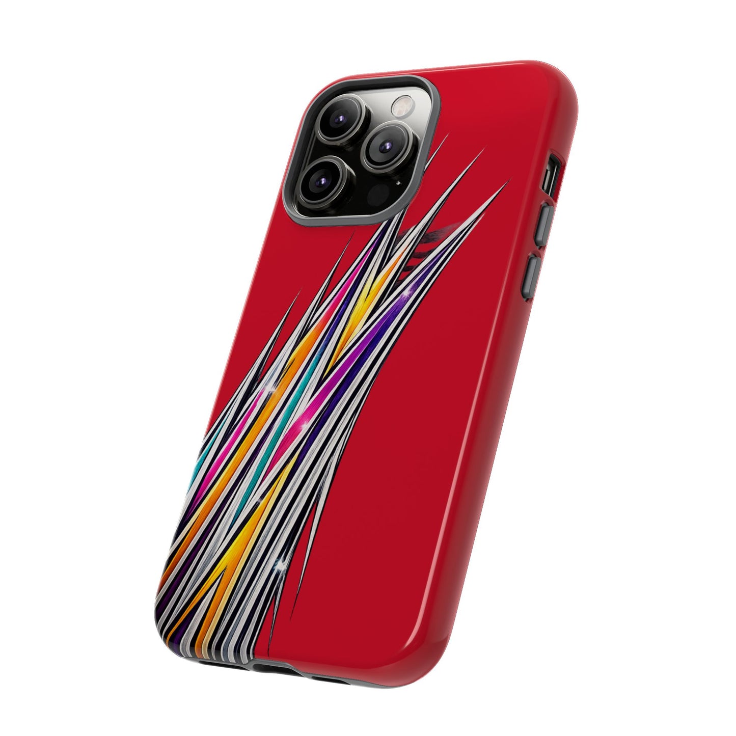 Colorburst Pinstripe Phone Case | Red Abstract Racing Stripe