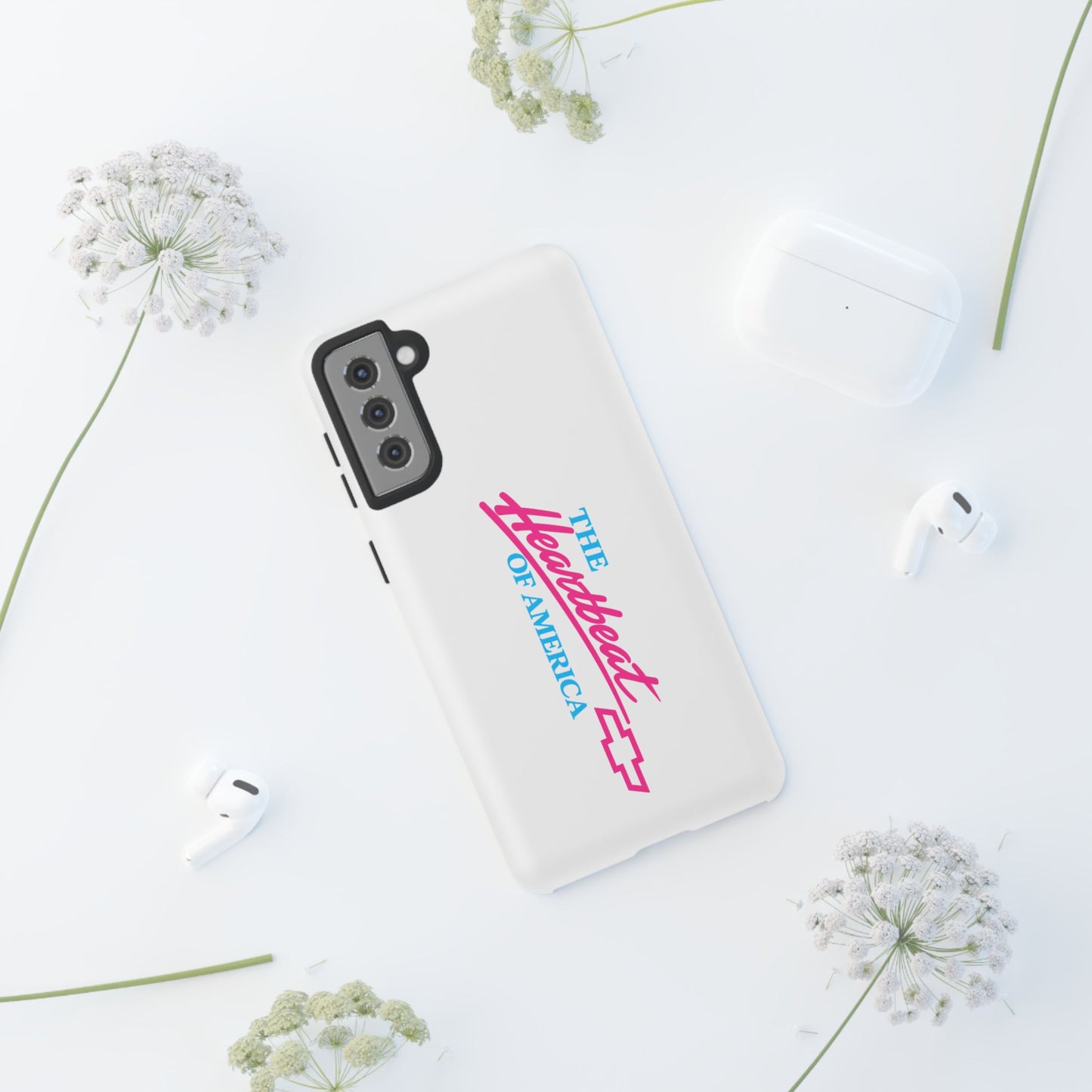 White  “The Heartbeat of America” Retro Chevy Logo, Slim Protective Cover