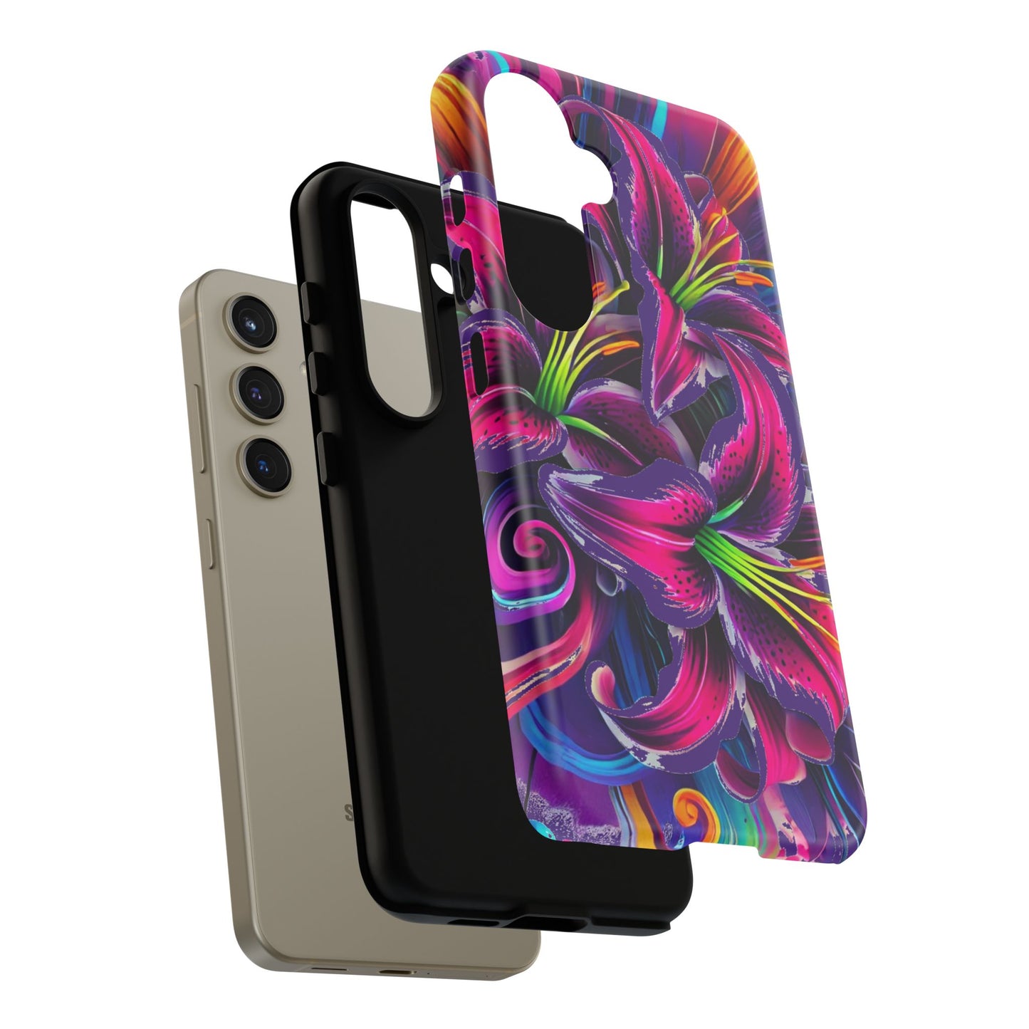 Neon Lily Illustration Tough Case | Floral Phone Cover