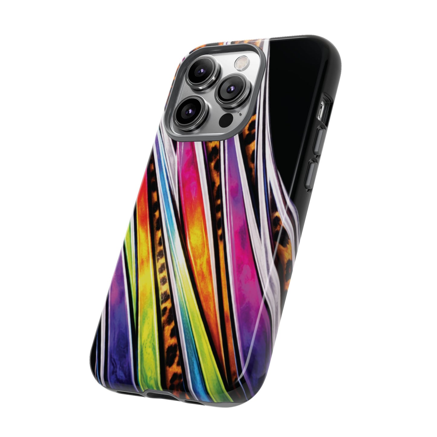Colorful Stripes & Leopard Print Phone Case