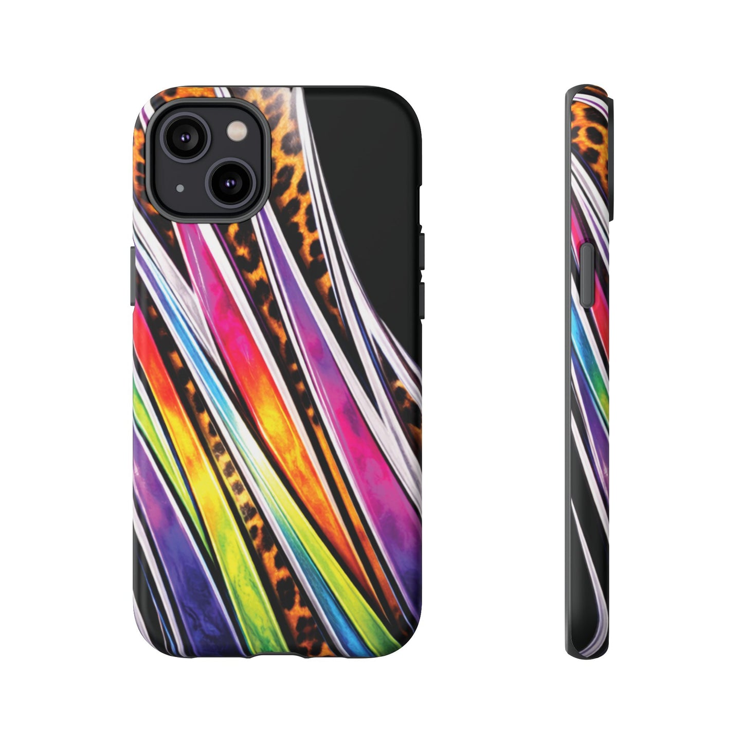 Colorful Stripes & Leopard Print Phone Case