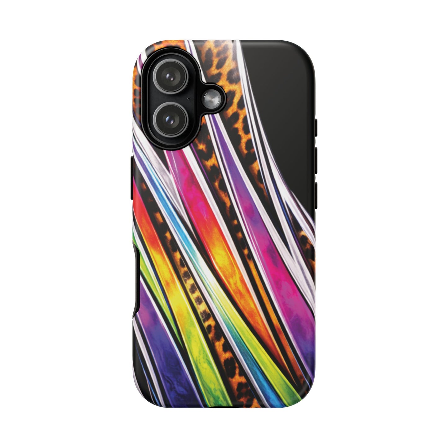 Colorful Stripes & Leopard Print Phone Case